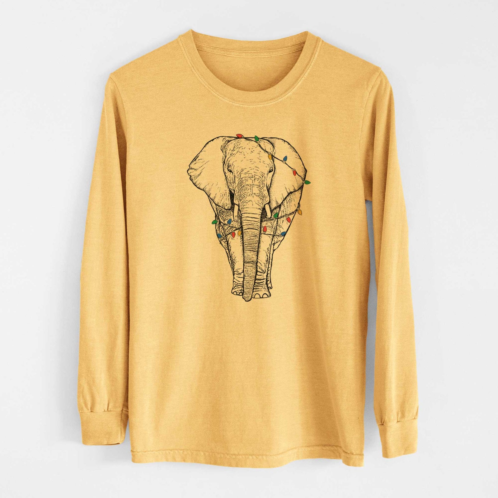 Christmas Lights Ella the Elephant - Heavyweight 100% Cotton Long Sleeve