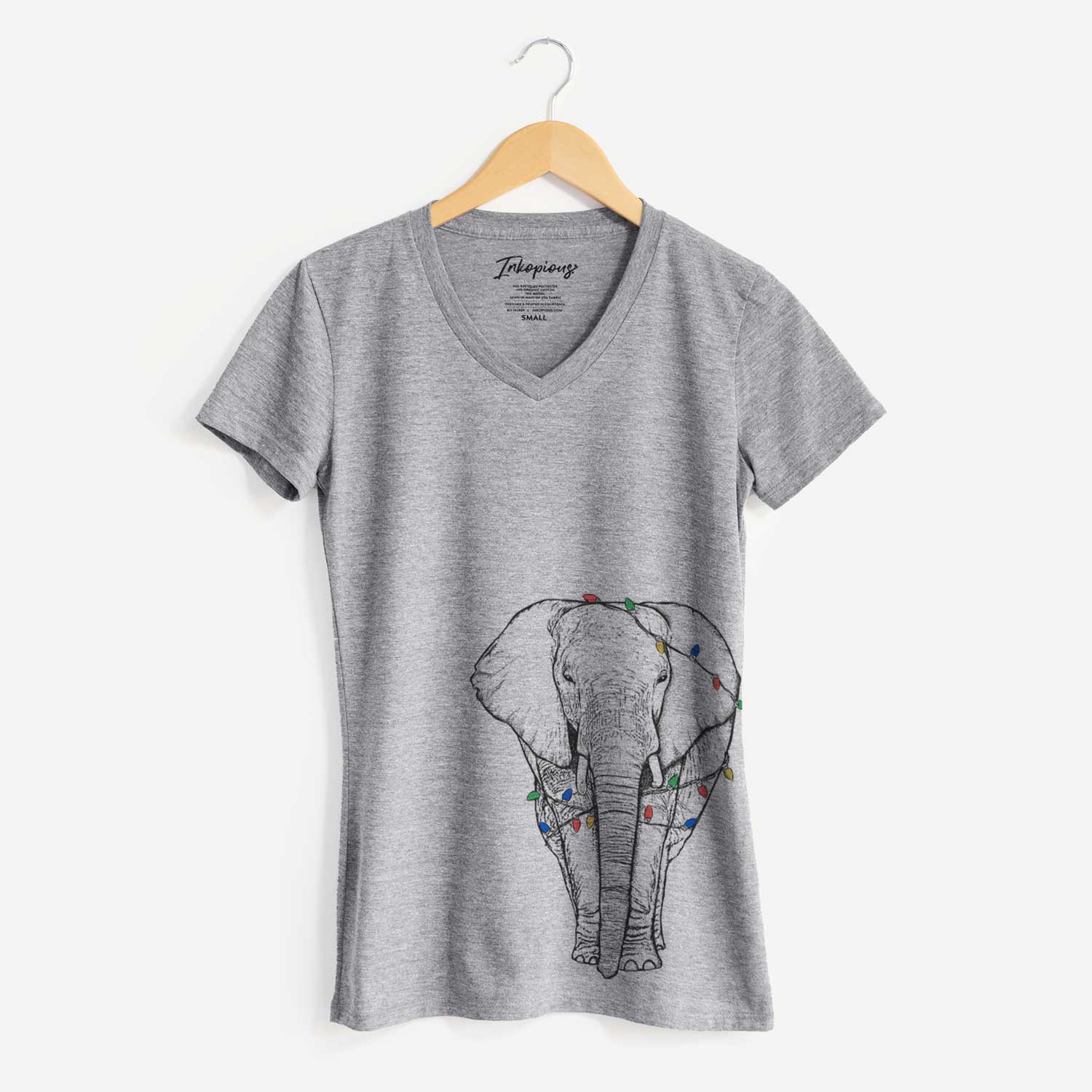 Christmas Lights Ella the Elephant - Women's V-neck Shirt