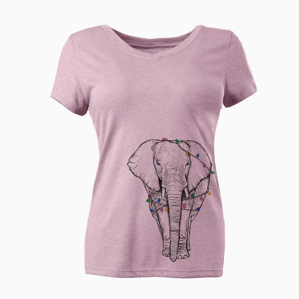 Christmas Lights Ella the Elephant - Women's V-neck Shirt