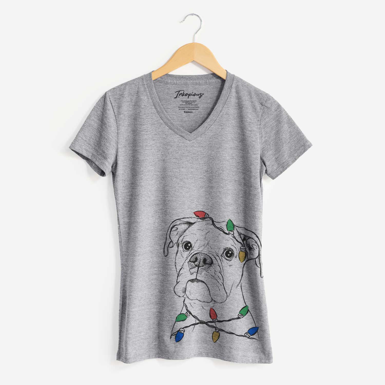 Christmas Lights Ellie the Boxer - Women's V-neck Shirt