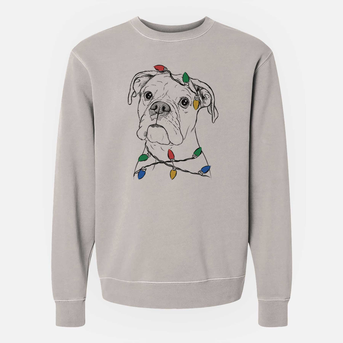 Christmas Lights Ellie the Boxer - Unisex Pigment Dyed Crew Sweatshirt
