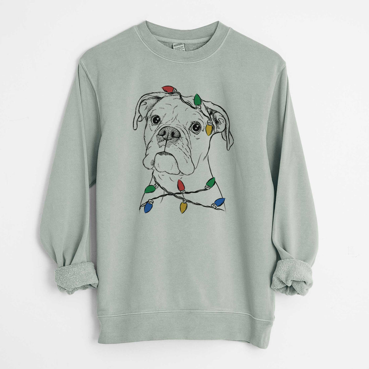 Christmas Lights Ellie the Boxer - Unisex Pigment Dyed Crew Sweatshirt
