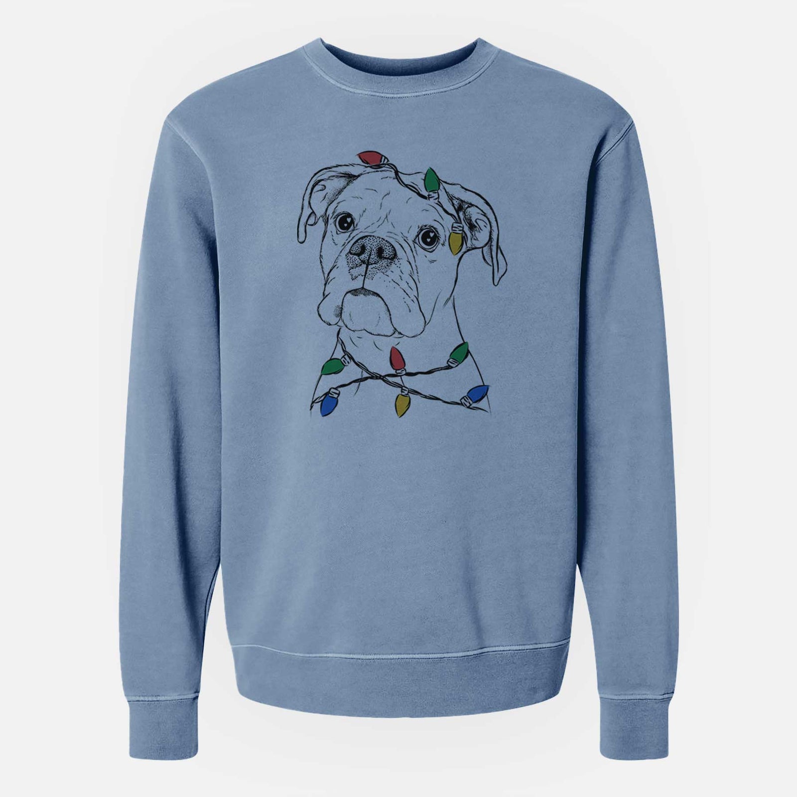 Christmas Lights Ellie the Boxer - Unisex Pigment Dyed Crew Sweatshirt