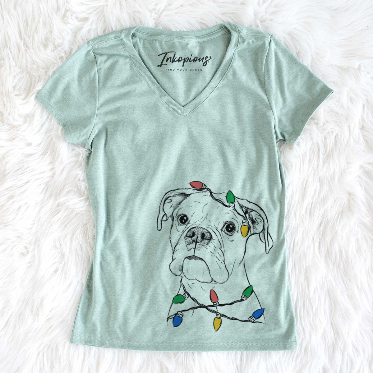 Christmas Lights Ellie the Boxer - Women&#39;s V-neck Shirt