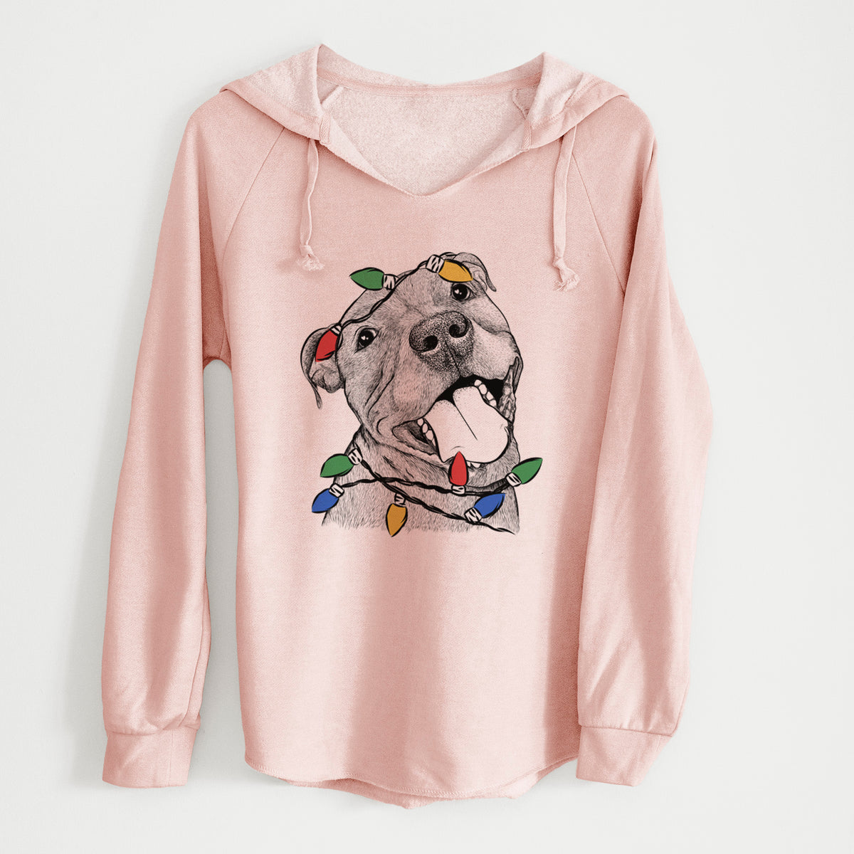 Christmas Lights Eloise the Pitbull Mix - Cali Wave Hooded Sweatshirt