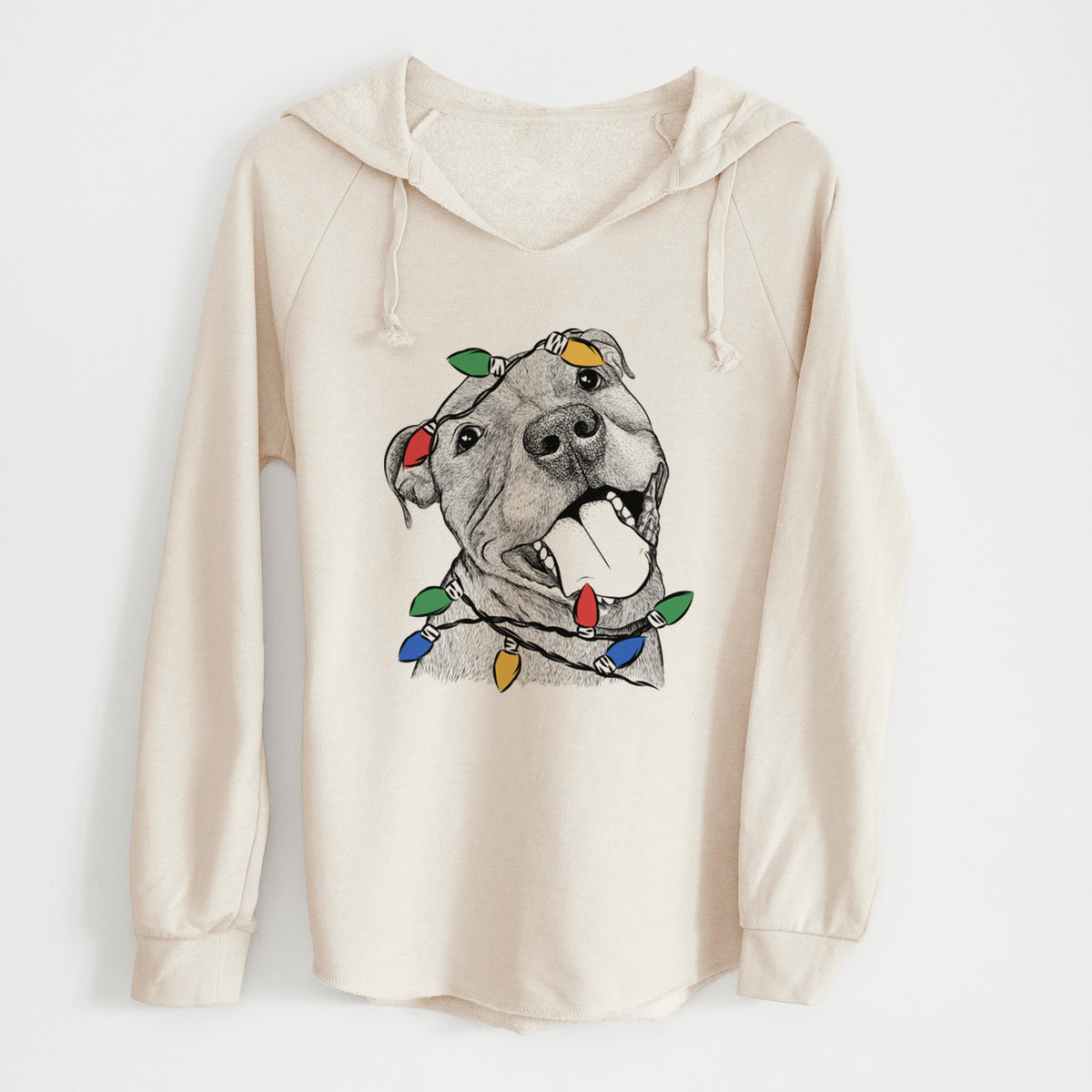 Christmas Lights Eloise the Pitbull Mix - Cali Wave Hooded Sweatshirt