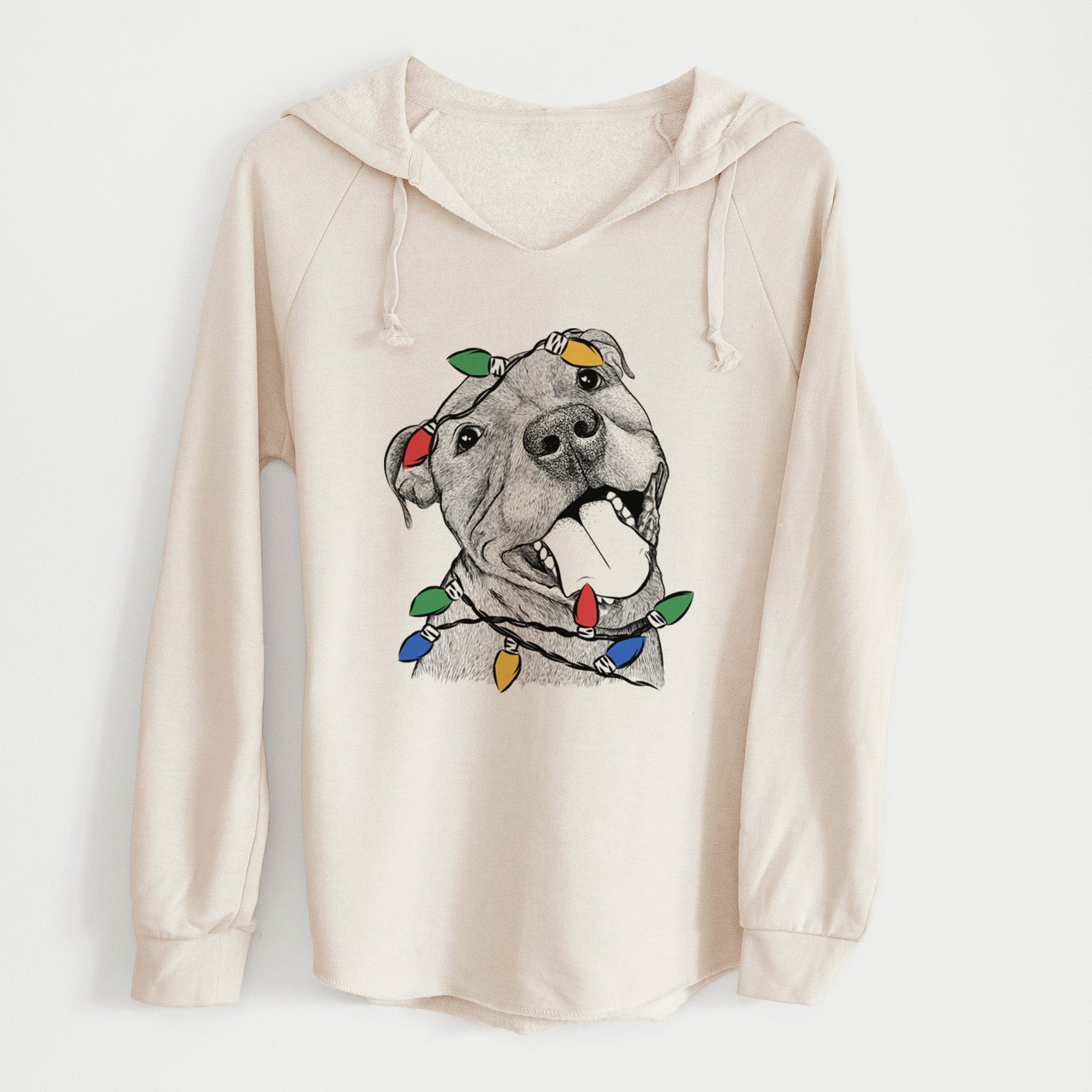 Christmas Lights Eloise the Pitbull Mix - Cali Wave Hooded Sweatshirt