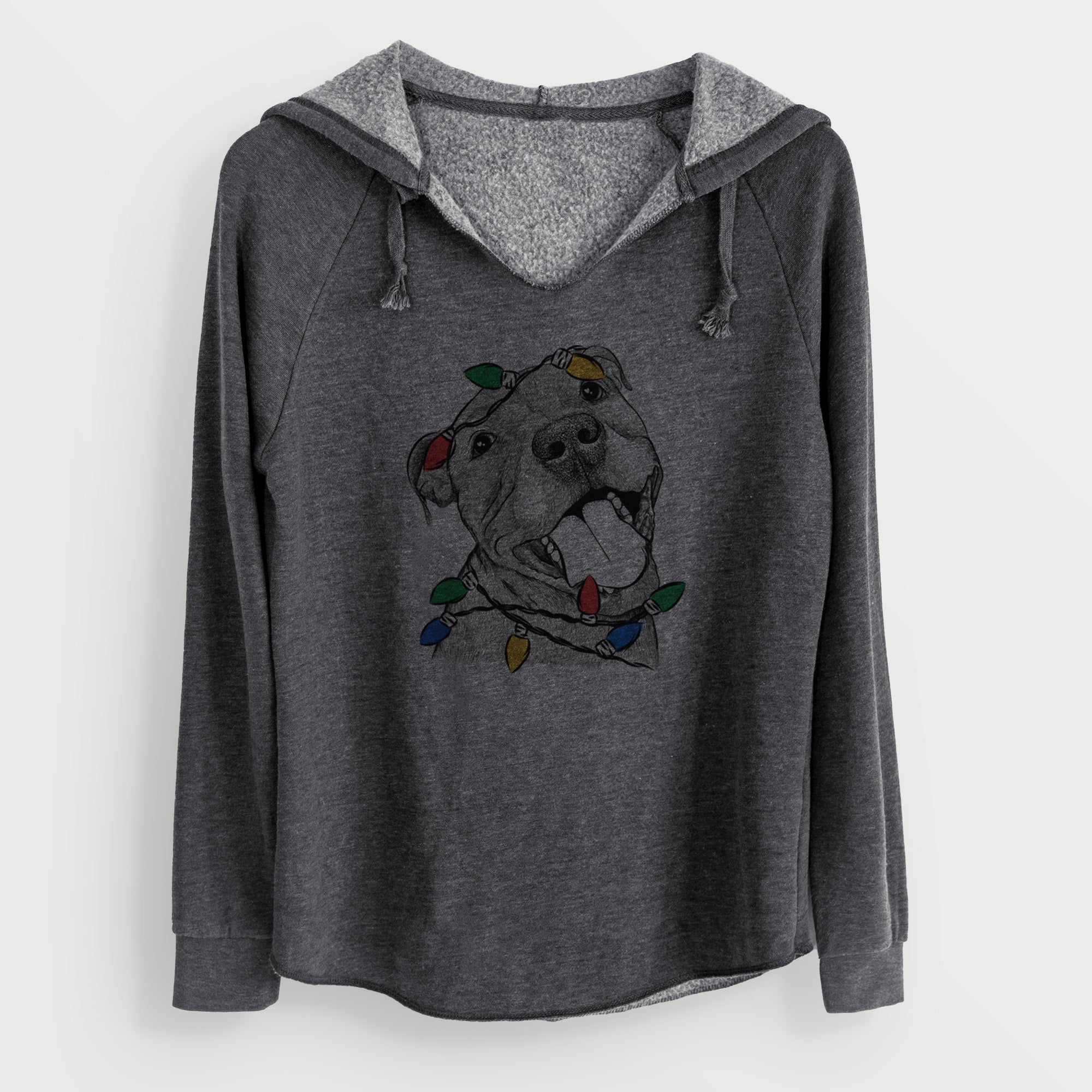Christmas Lights Eloise the Pitbull Mix - Cali Wave Hooded Sweatshirt