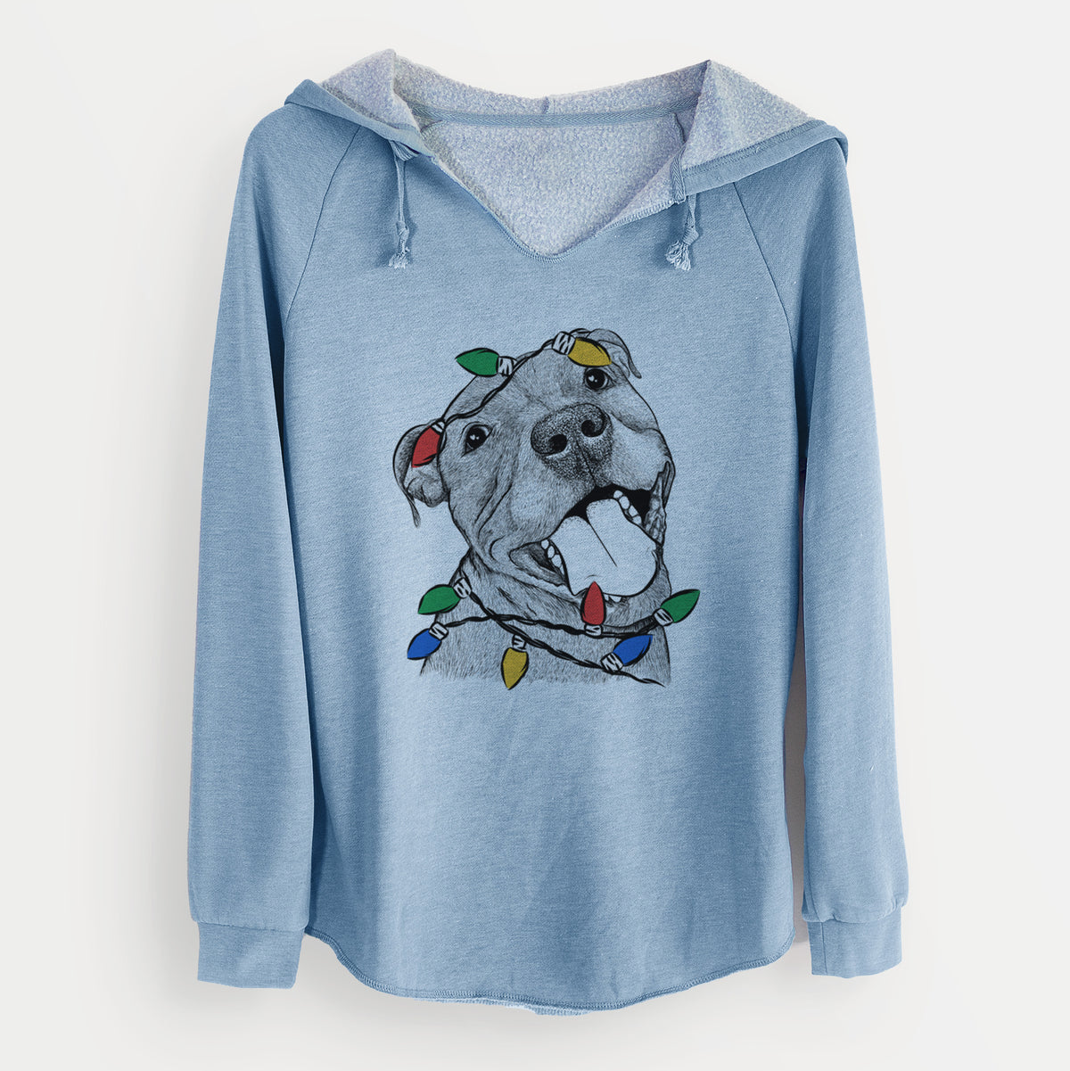 Christmas Lights Eloise the Pitbull Mix - Cali Wave Hooded Sweatshirt