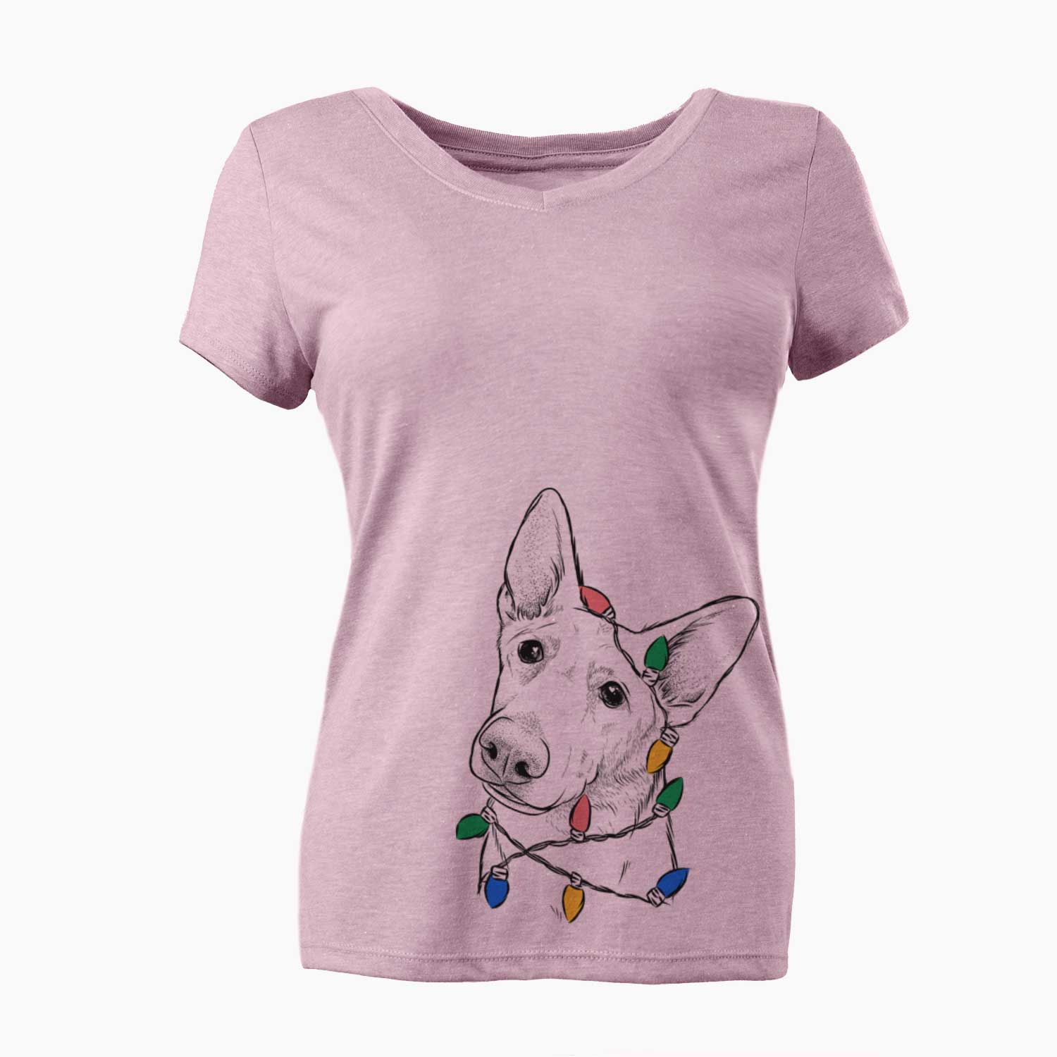 Christmas Lights Elsa the German Shepherd - Women's V-neck Shirt