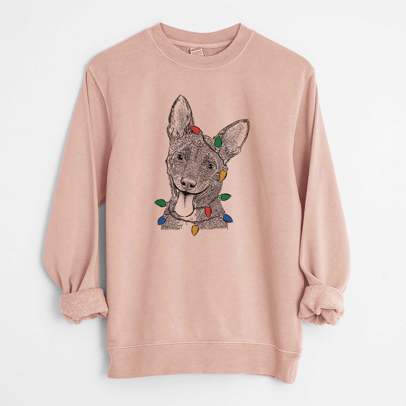 Christmas Lights Elvira the Terrier Mix - Unisex Pigment Dyed Crew Sweatshirt