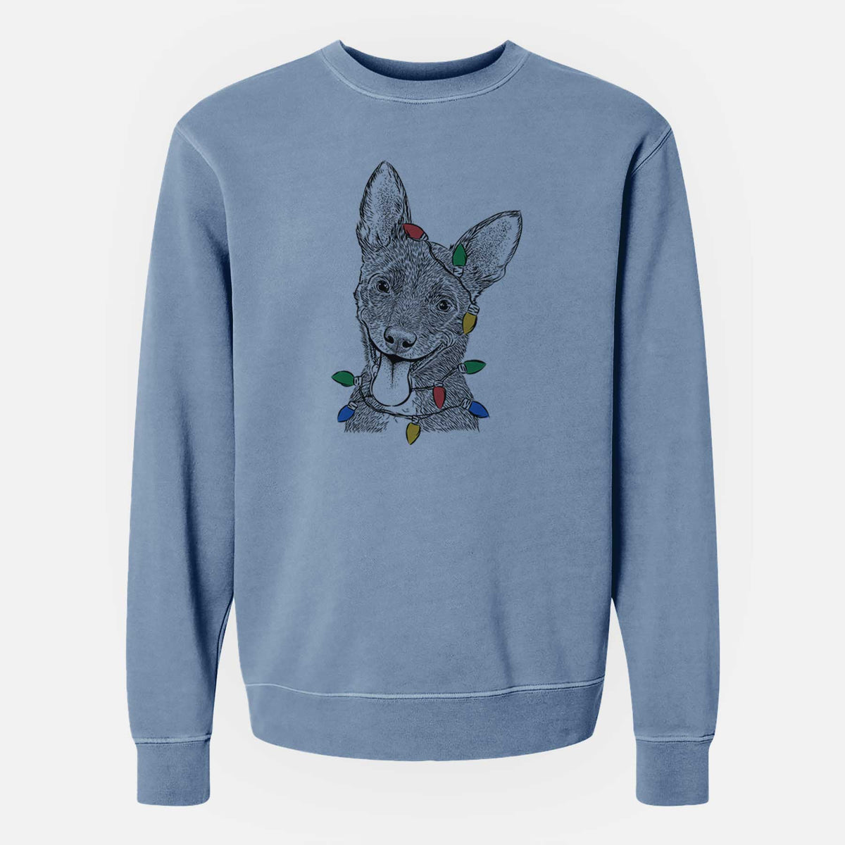 Christmas Lights Elvira the Terrier Mix - Unisex Pigment Dyed Crew Sweatshirt