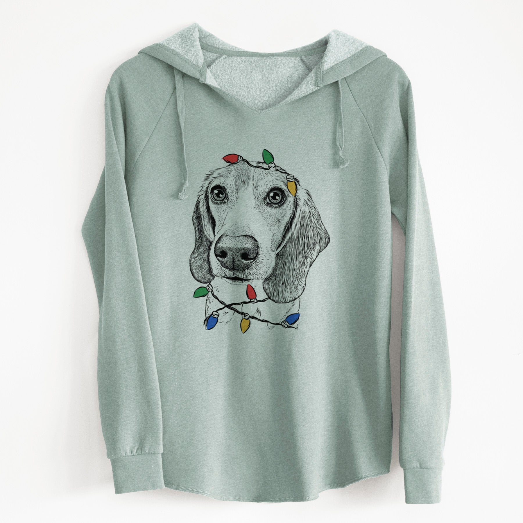 Christmas Lights Elvis the Bluetick Beagle - Cali Wave Hooded Sweatshirt