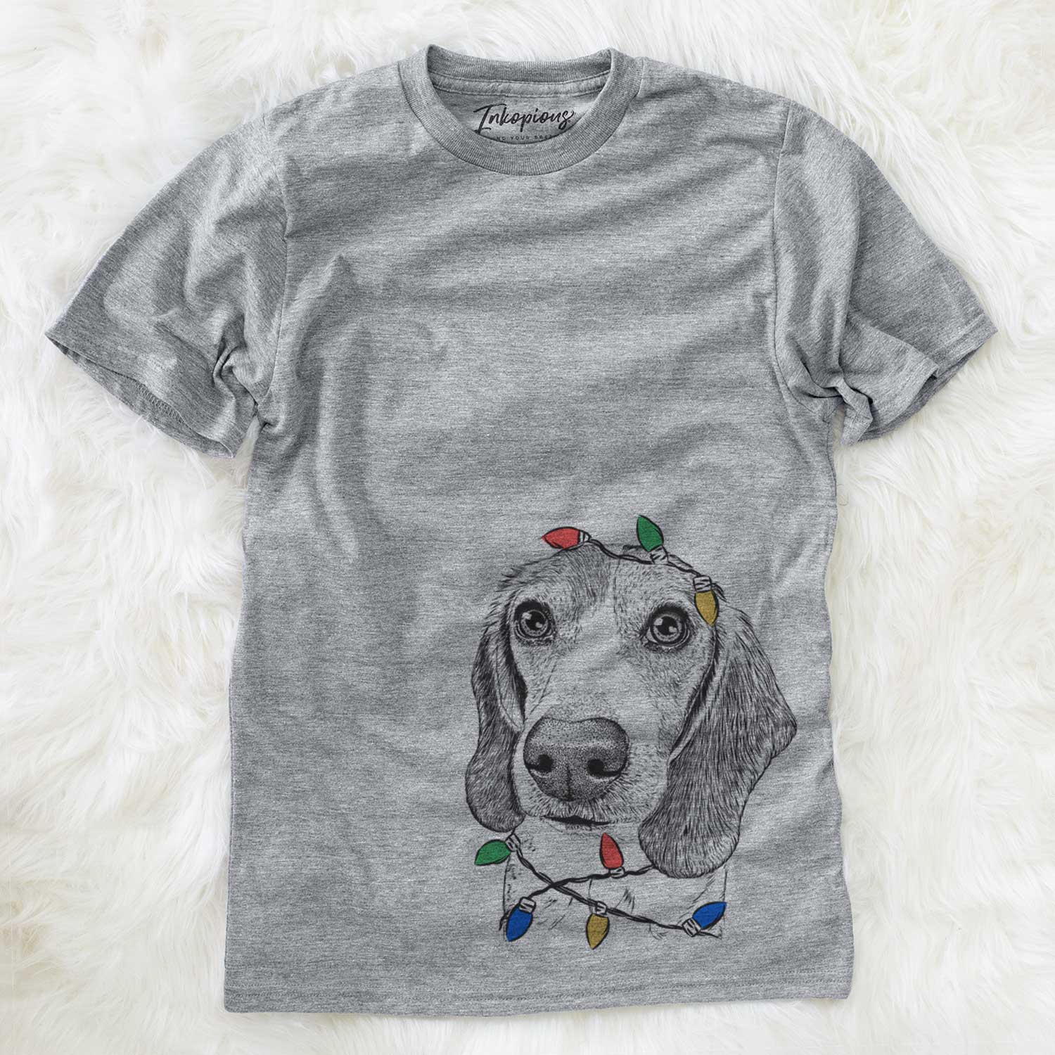 Christmas Lights Elvis the Bluetick Beagle - Unisex Crewneck