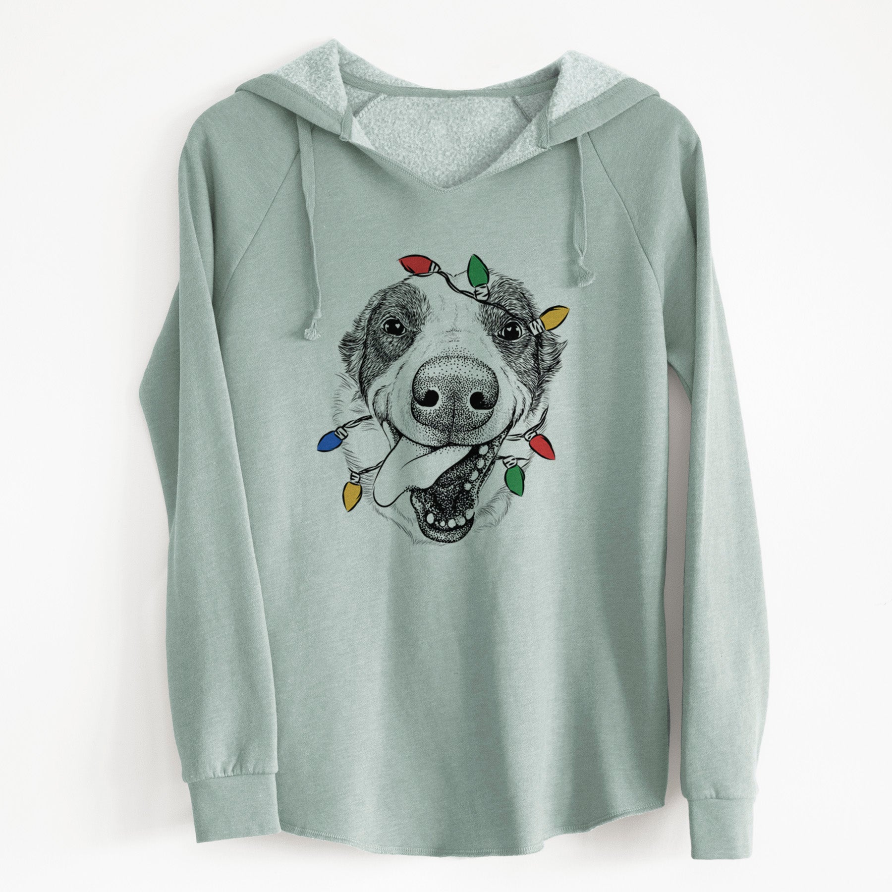 Christmas Lights Elwood the Border Collie - Cali Wave Hooded Sweatshirt