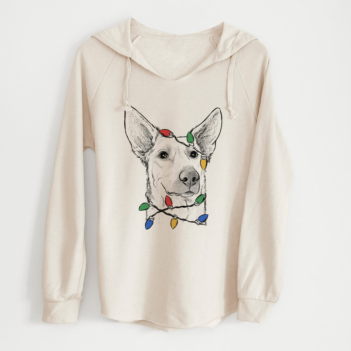 Christmas Lights Ember the Shepherd Mix - Cali Wave Hooded Sweatshirt