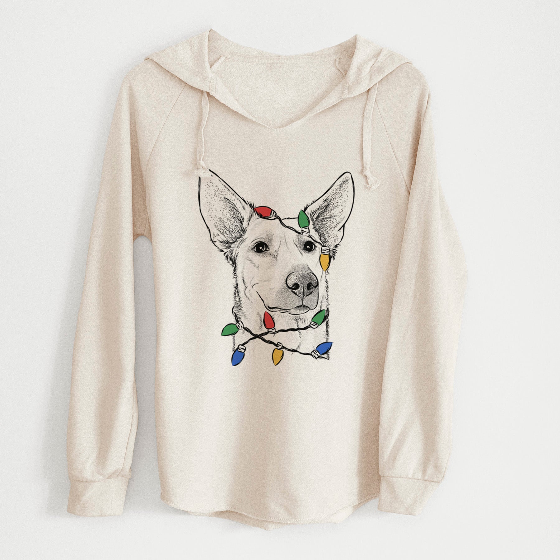 Christmas Lights Ember the Shepherd Mix - Cali Wave Hooded Sweatshirt