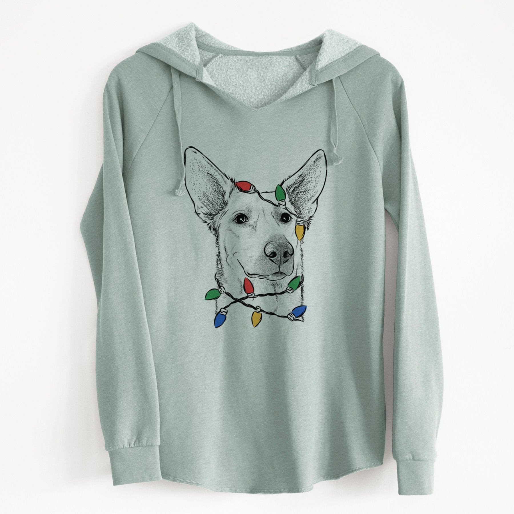 Christmas Lights Ember the Shepherd Mix - Cali Wave Hooded Sweatshirt