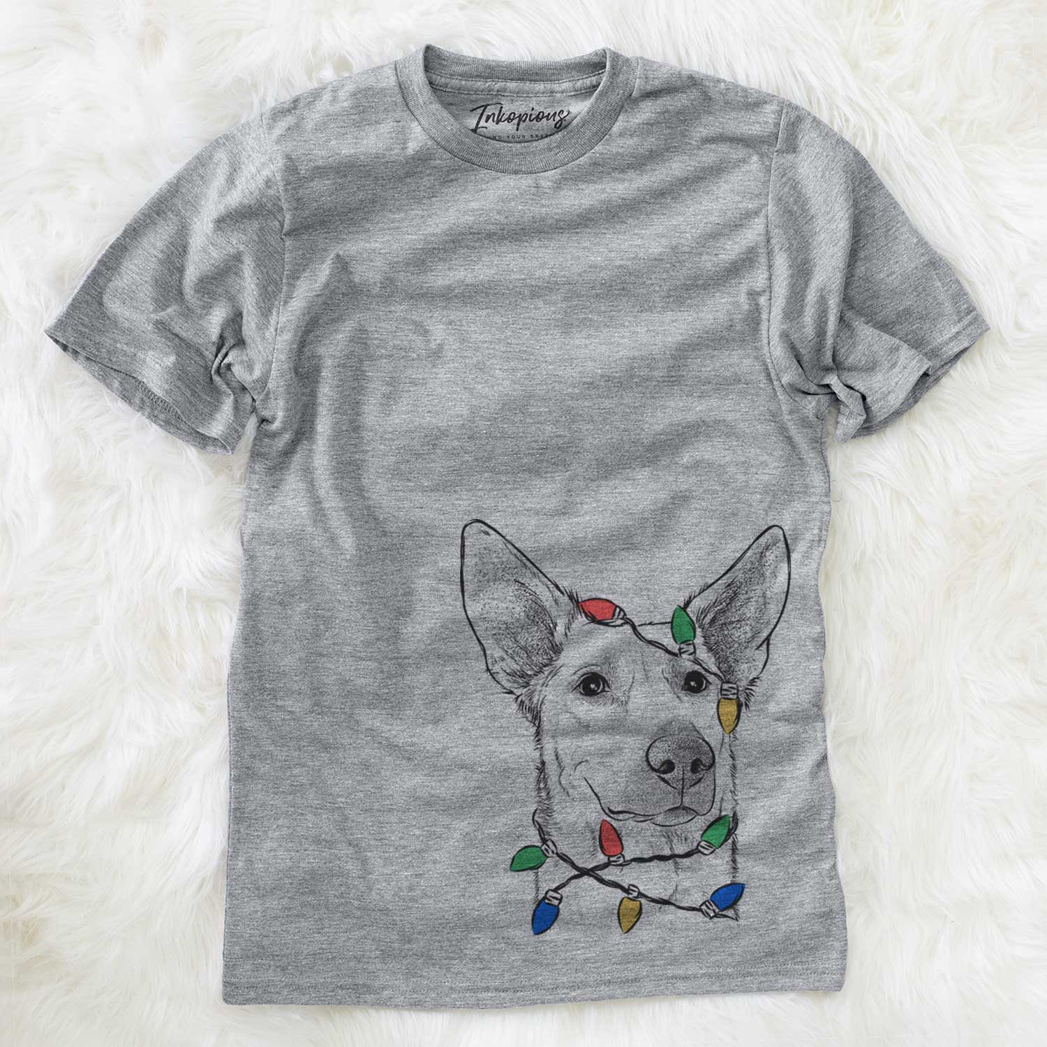 Christmas Lights Ember the Shepherd Mix - Unisex Crewneck