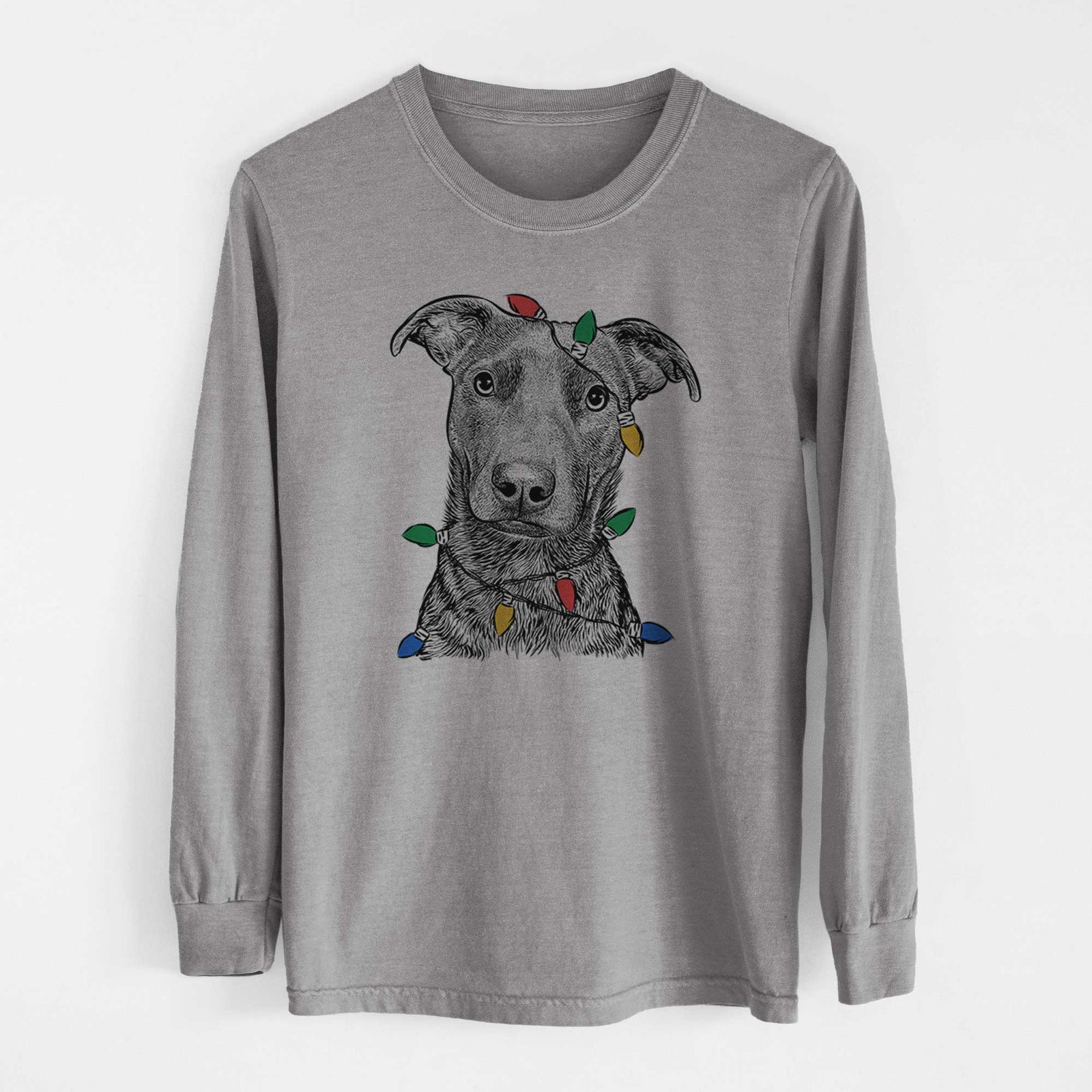 Christmas Lights Embyr the Mixed Breed - Heavyweight 100% Cotton Long Sleeve