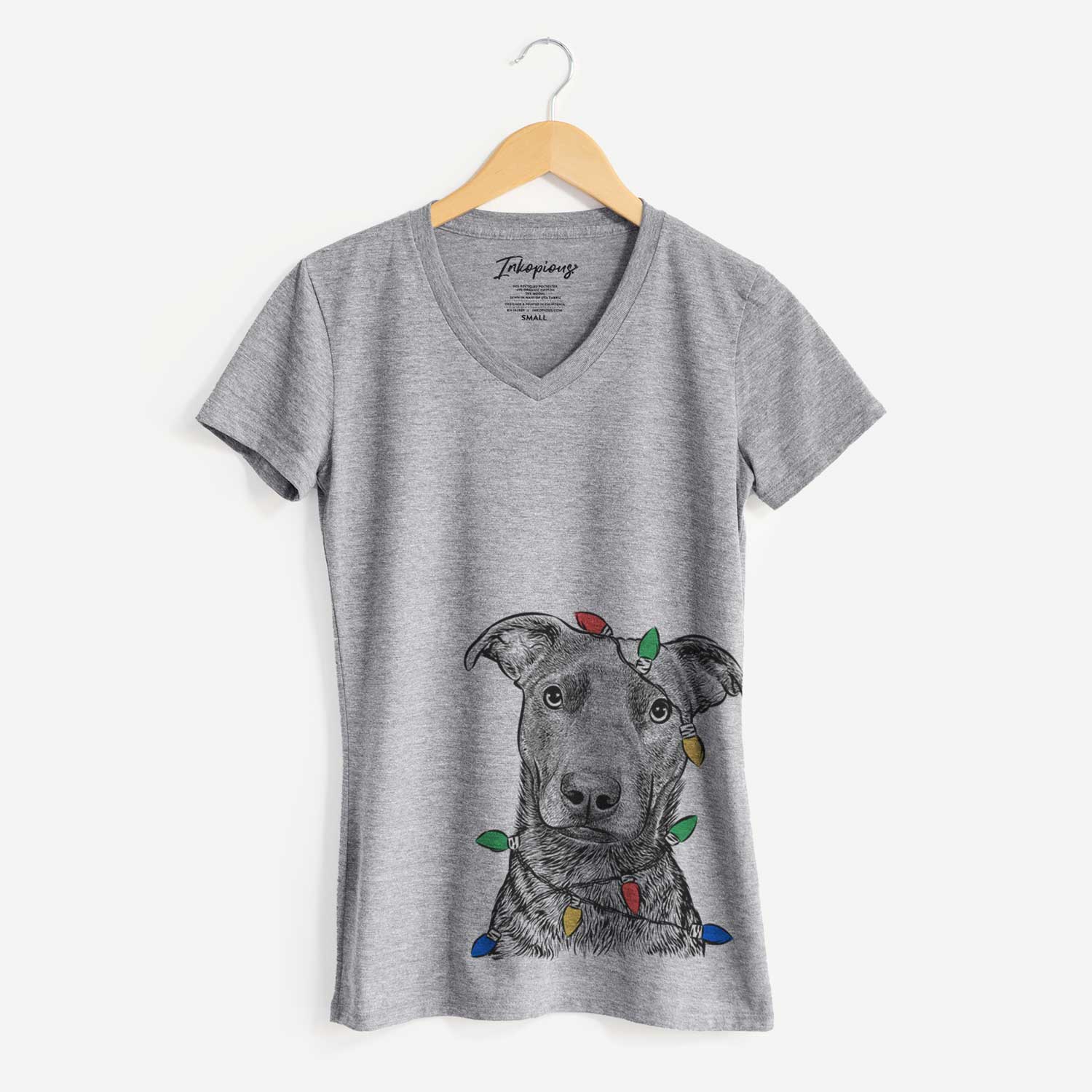 Christmas Lights Embyr the Mixed Breed - Women's V-neck Shirt