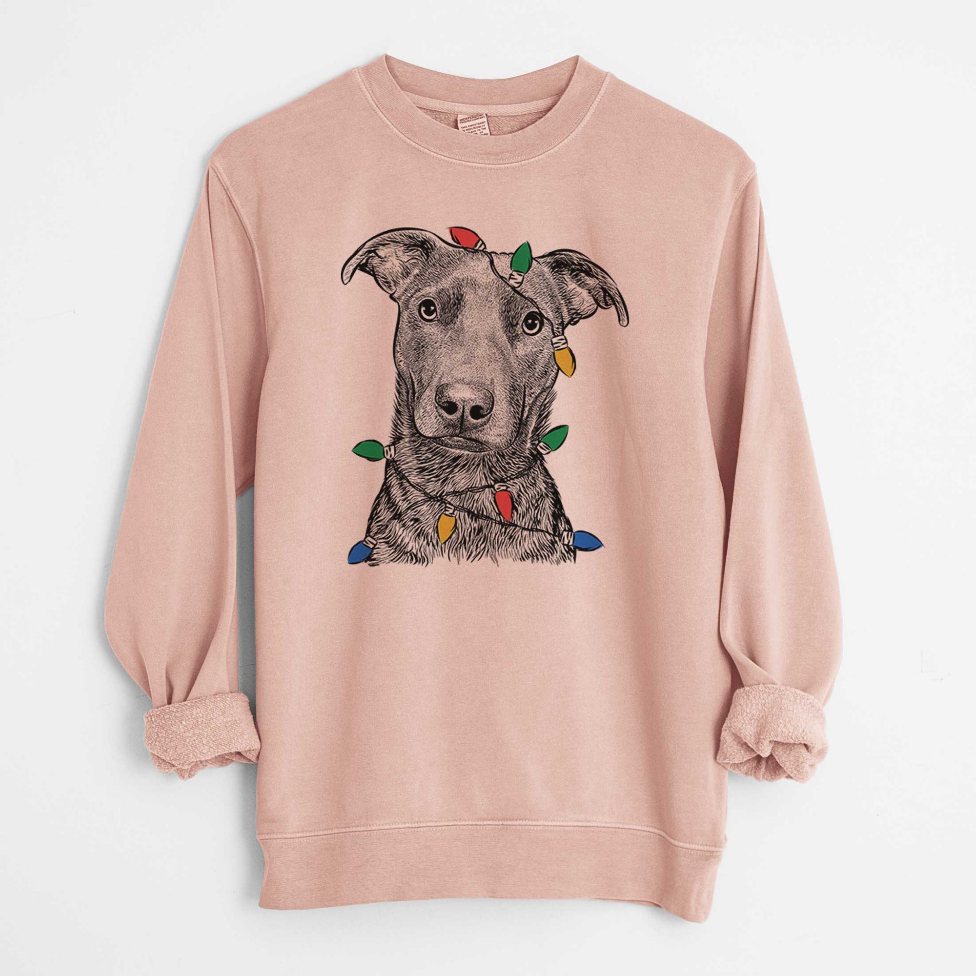 Christmas Lights Embyr the Mixed Breed - Unisex Pigment Dyed Crew Sweatshirt