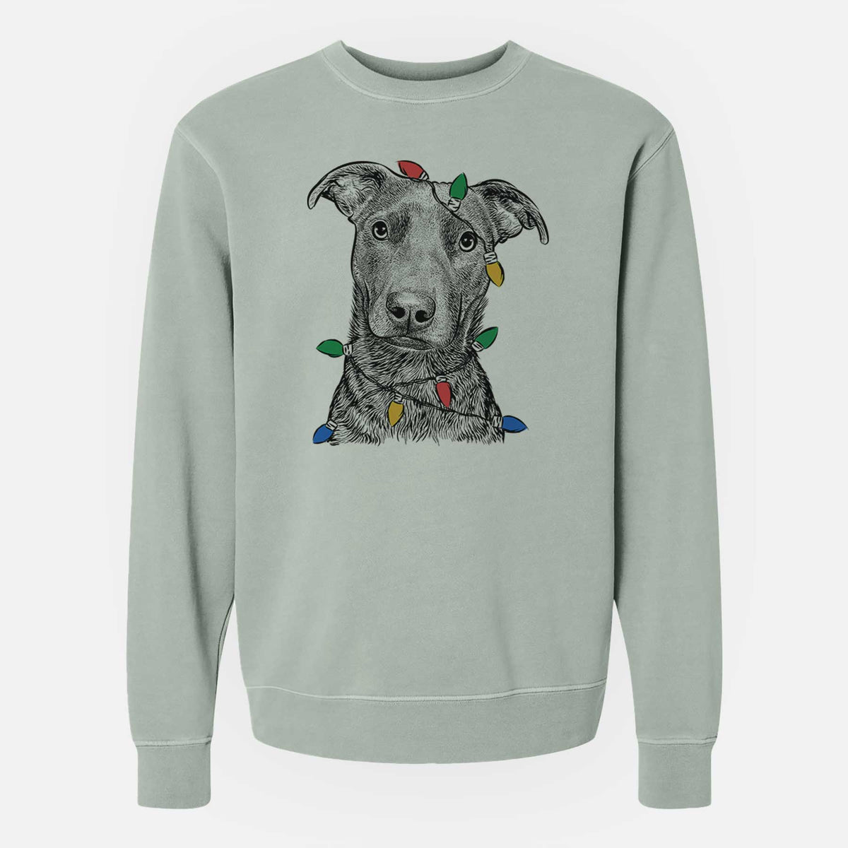 Christmas Lights Embyr the Mixed Breed - Unisex Pigment Dyed Crew Sweatshirt