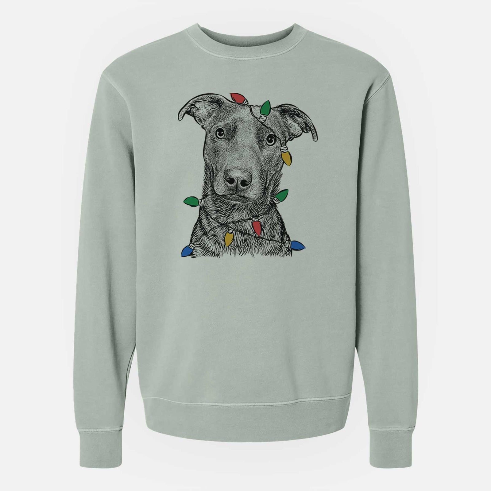 Christmas Lights Embyr the Mixed Breed - Unisex Pigment Dyed Crew Sweatshirt