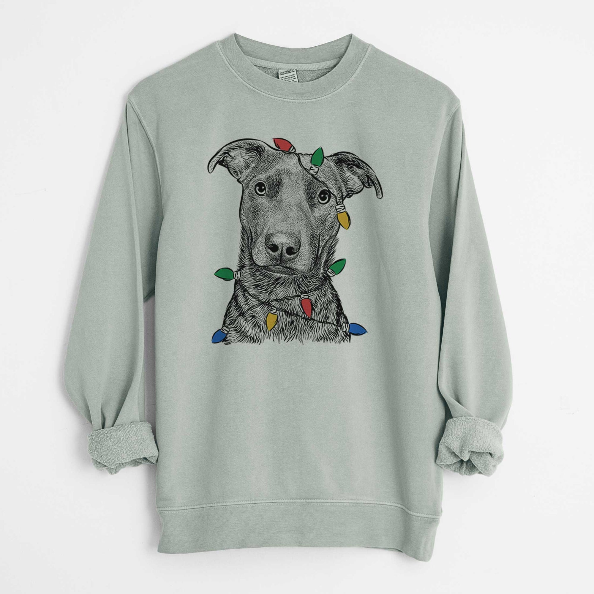 Christmas Lights Embyr the Mixed Breed - Unisex Pigment Dyed Crew Sweatshirt