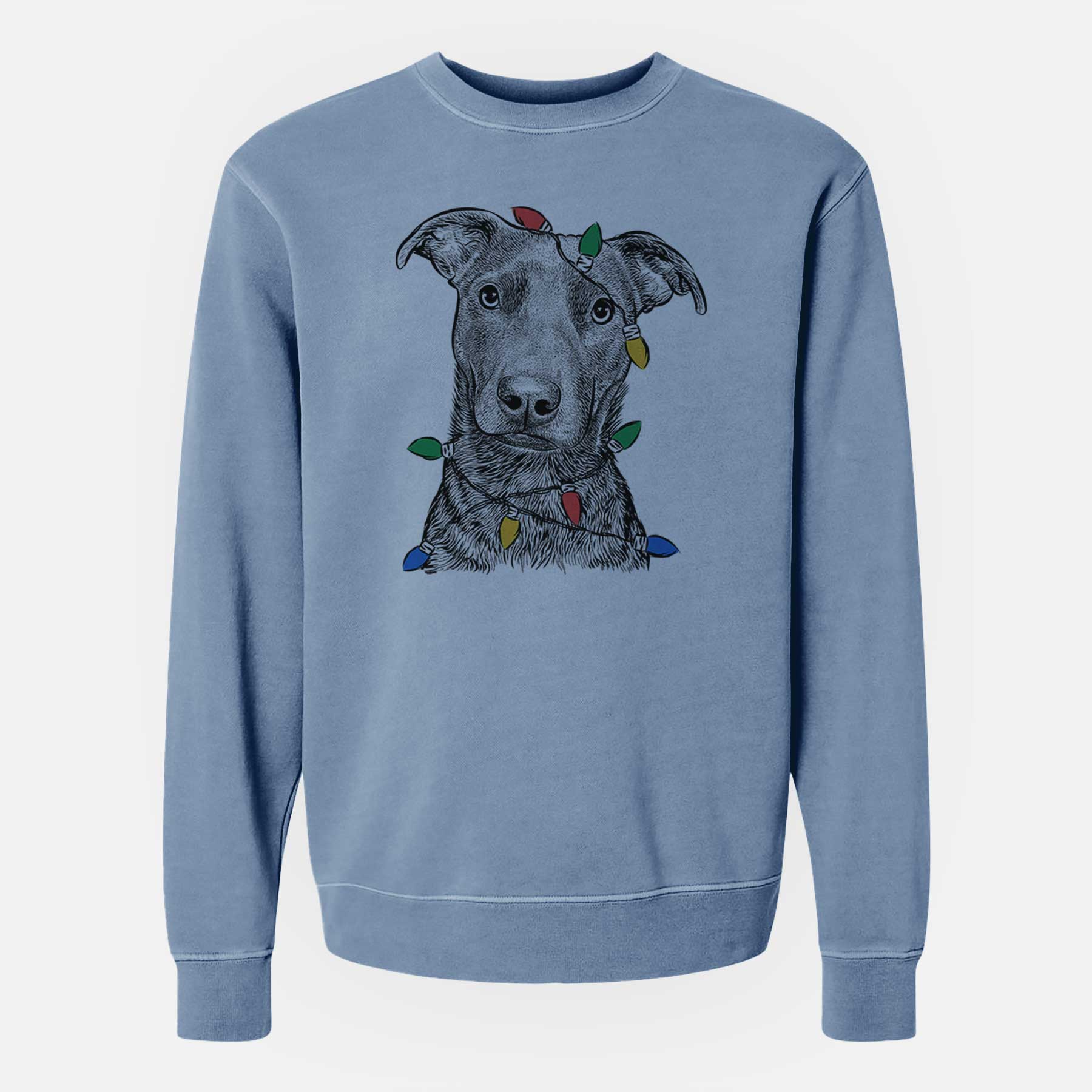 Christmas Lights Embyr the Mixed Breed - Unisex Pigment Dyed Crew Sweatshirt