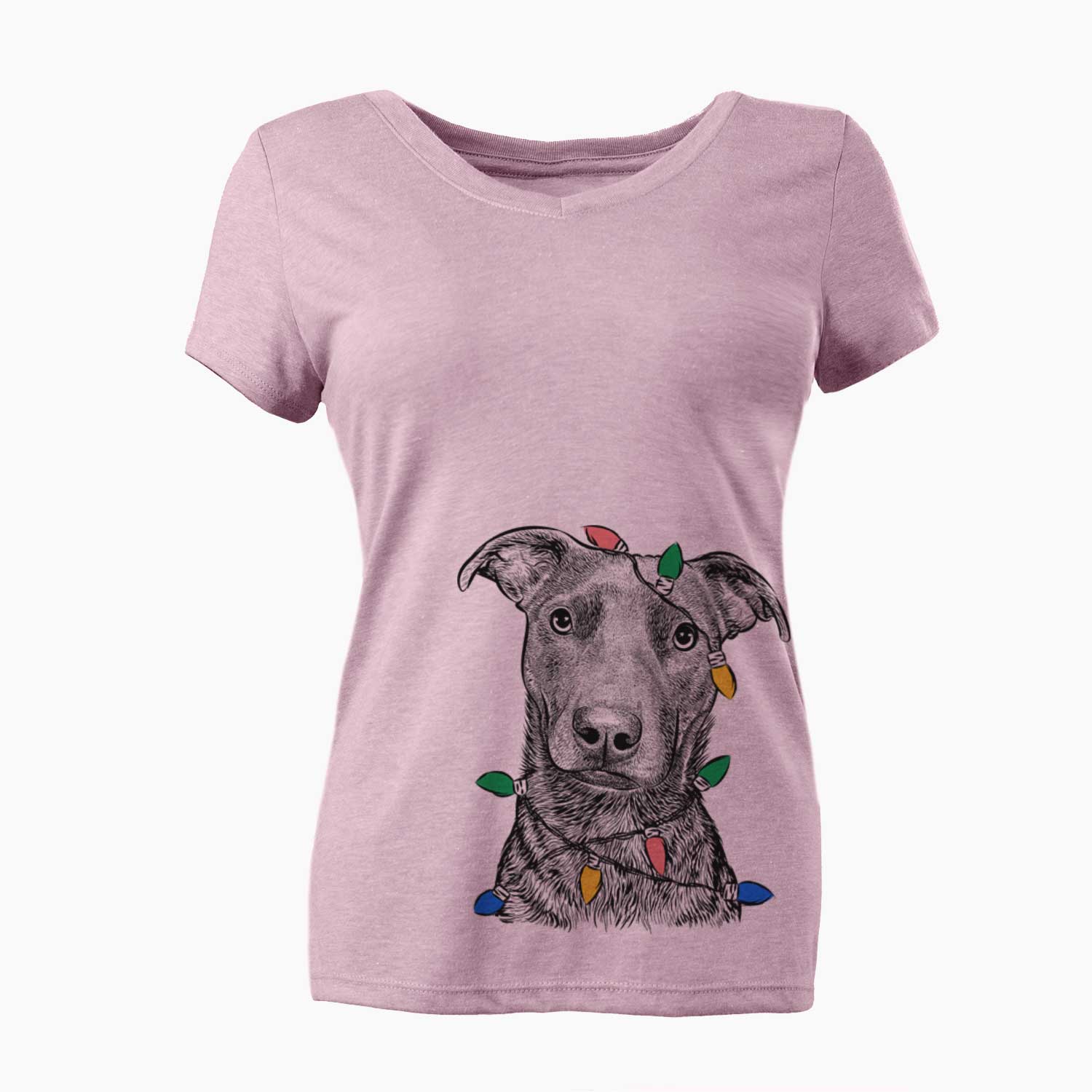 Christmas Lights Embyr the Mixed Breed - Women's V-neck Shirt