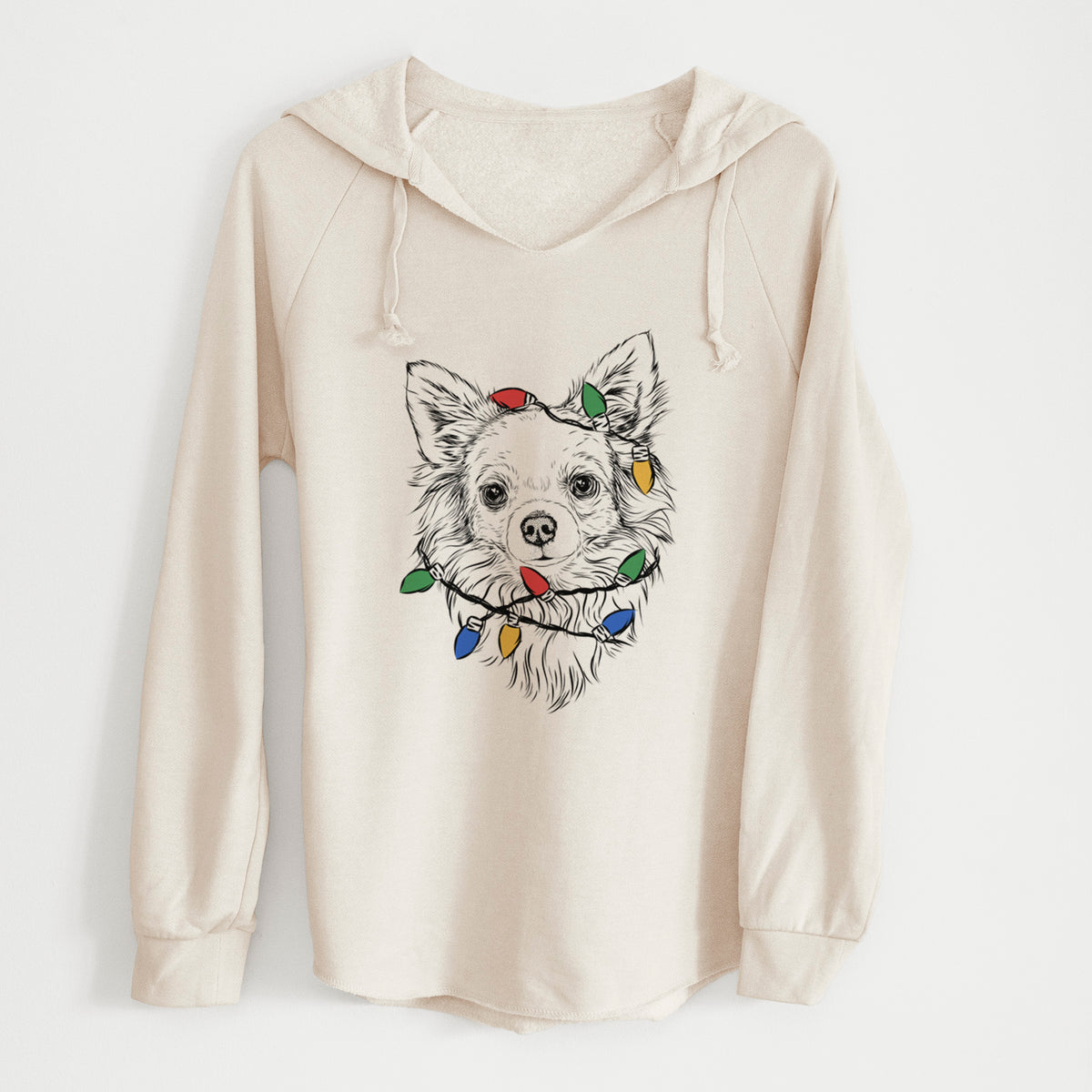 Christmas Lights Emma the Longhaired Chihuahua - Cali Wave Hooded Sweatshirt