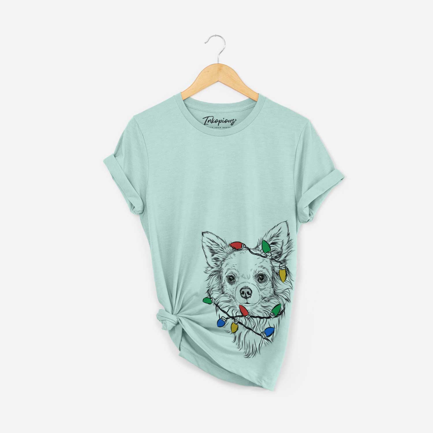 Christmas Lights Emma the Longhaired Chihuahua - Unisex Crewneck