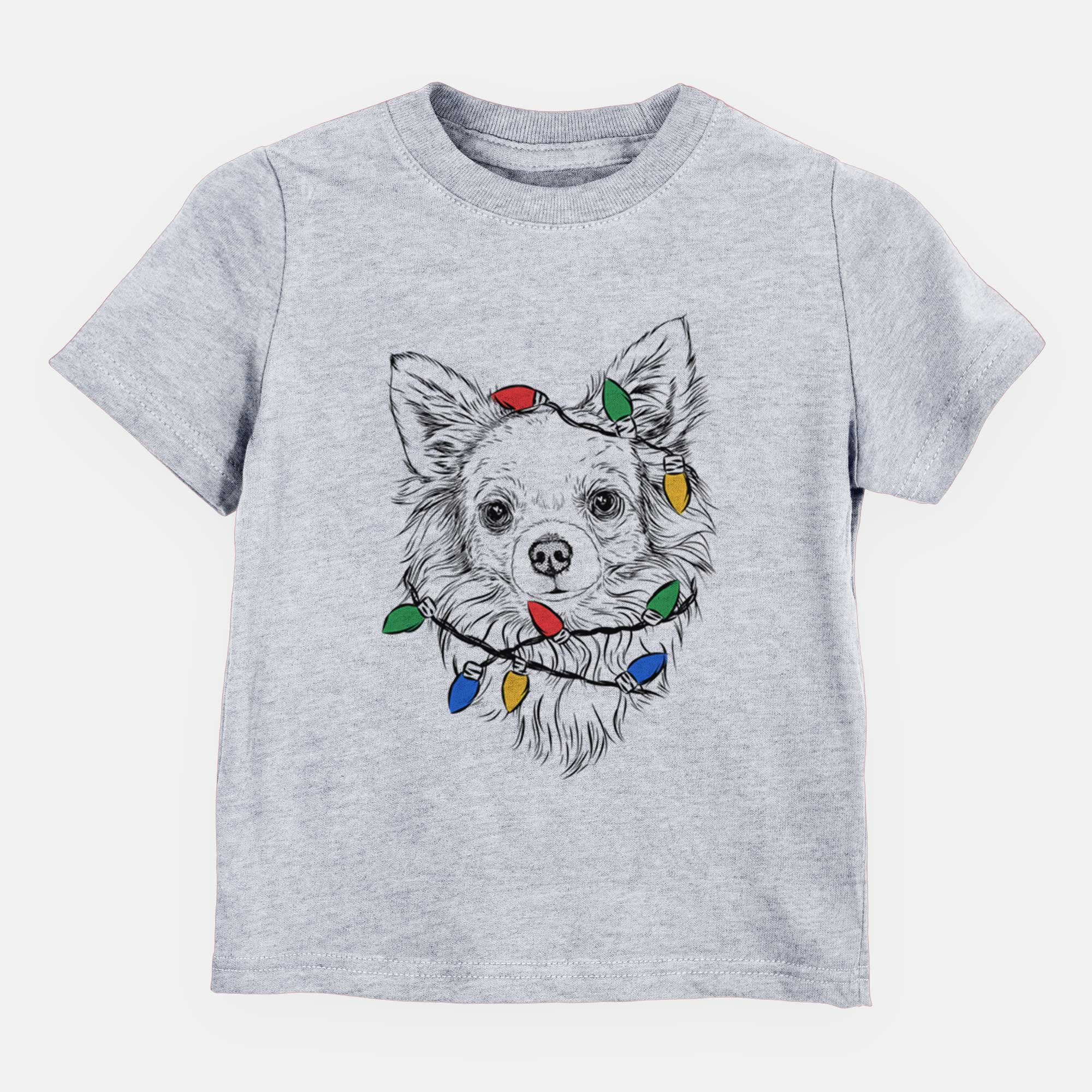 Christmas Lights Emma the Longhaired Chihuahua - Kids/Youth/Toddler Shirt