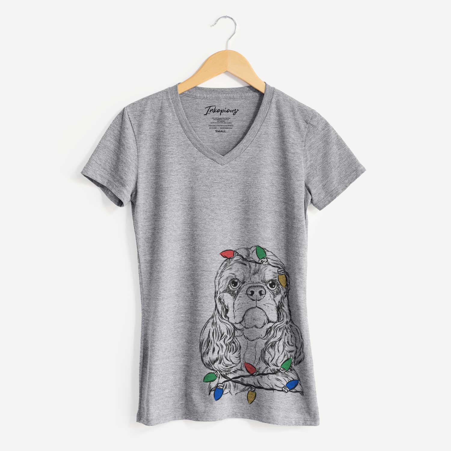 Christmas Lights Emma the Cocker Spaniel - Women's V-neck Shirt