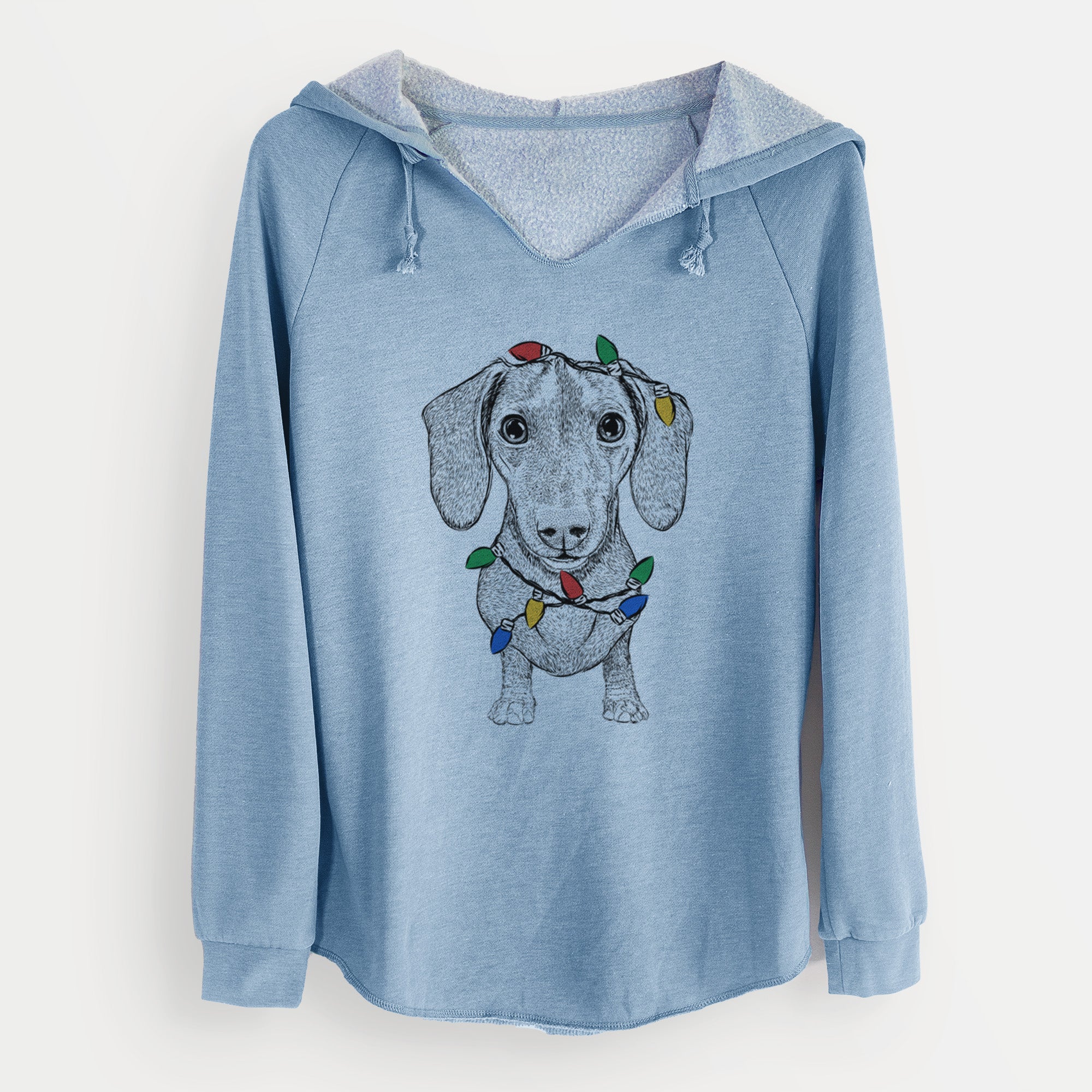 Christmas Lights Ernie the Mini Dachshund - Cali Wave Hooded Sweatshirt