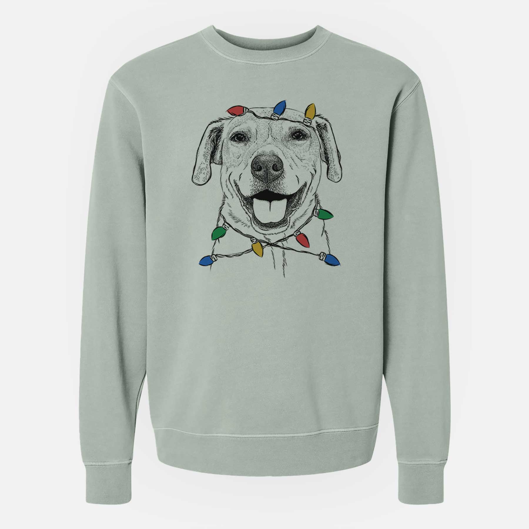 Christmas Lights Ernie the Mixed Breed - Unisex Pigment Dyed Crew Sweatshirt