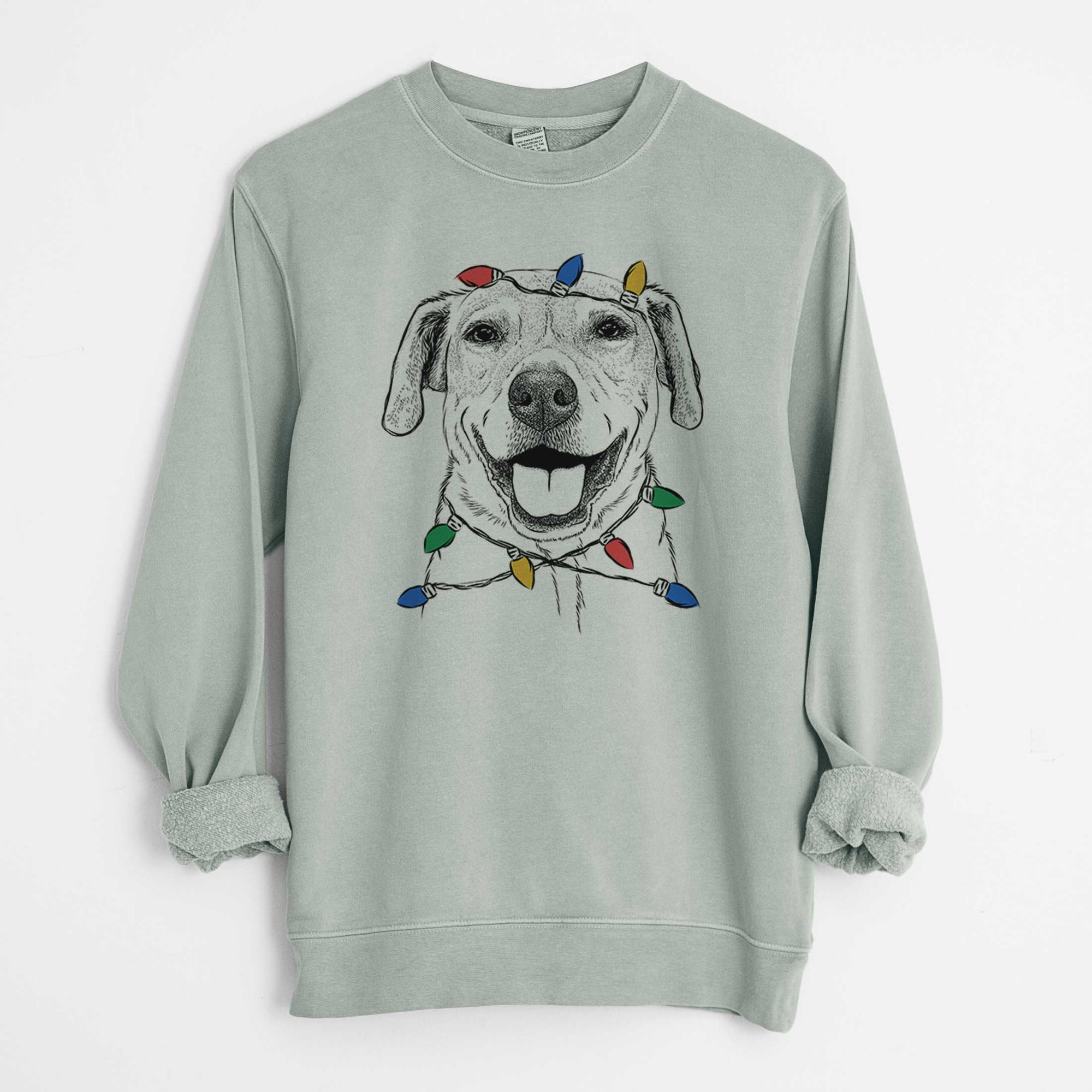 Christmas Lights Ernie the Mixed Breed - Unisex Pigment Dyed Crew Sweatshirt