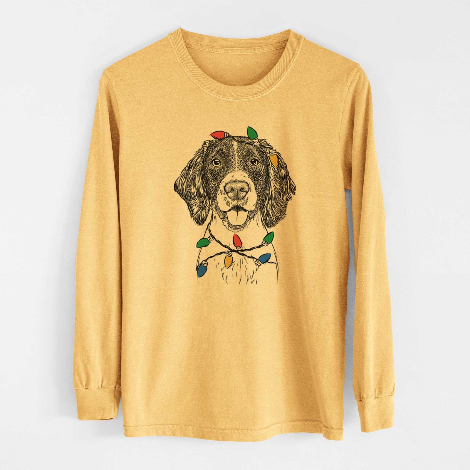 Christmas Lights Ever the English Springer Spaniel - Heavyweight 100% Cotton Long Sleeve