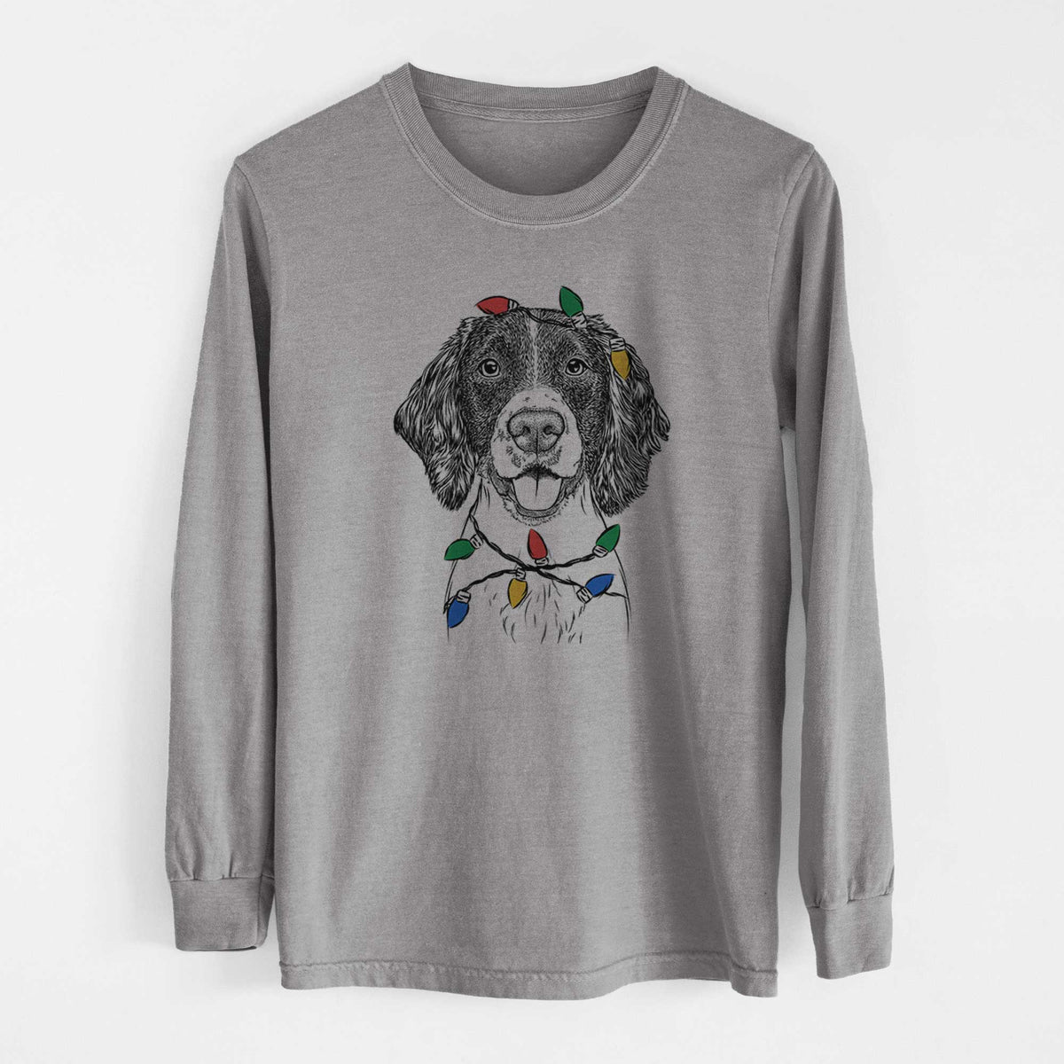 Christmas Lights Ever the English Springer Spaniel - Heavyweight 100% Cotton Long Sleeve