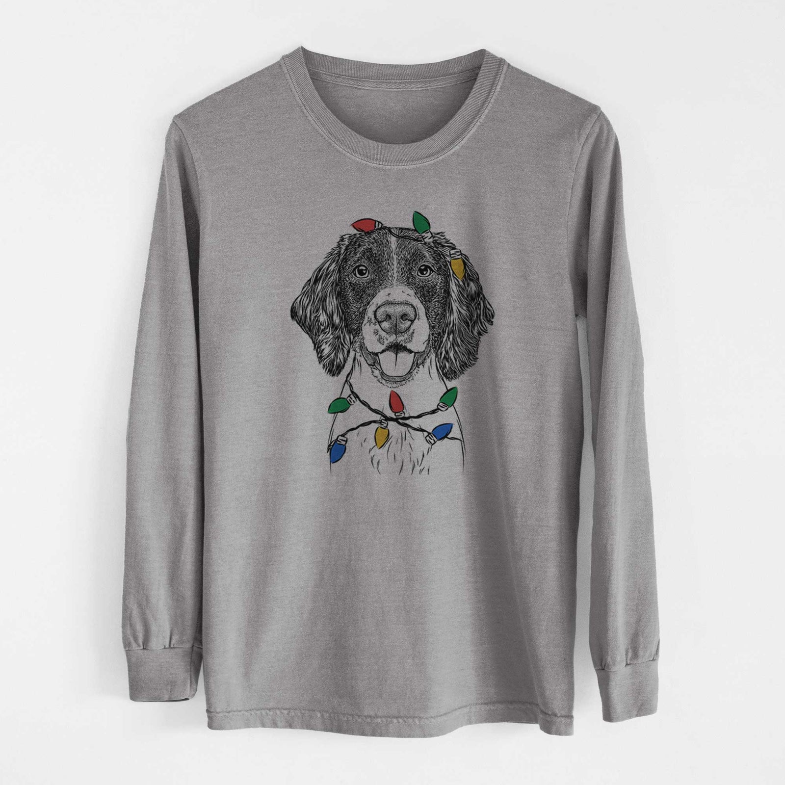 Christmas Lights Ever the English Springer Spaniel - Heavyweight 100% Cotton Long Sleeve