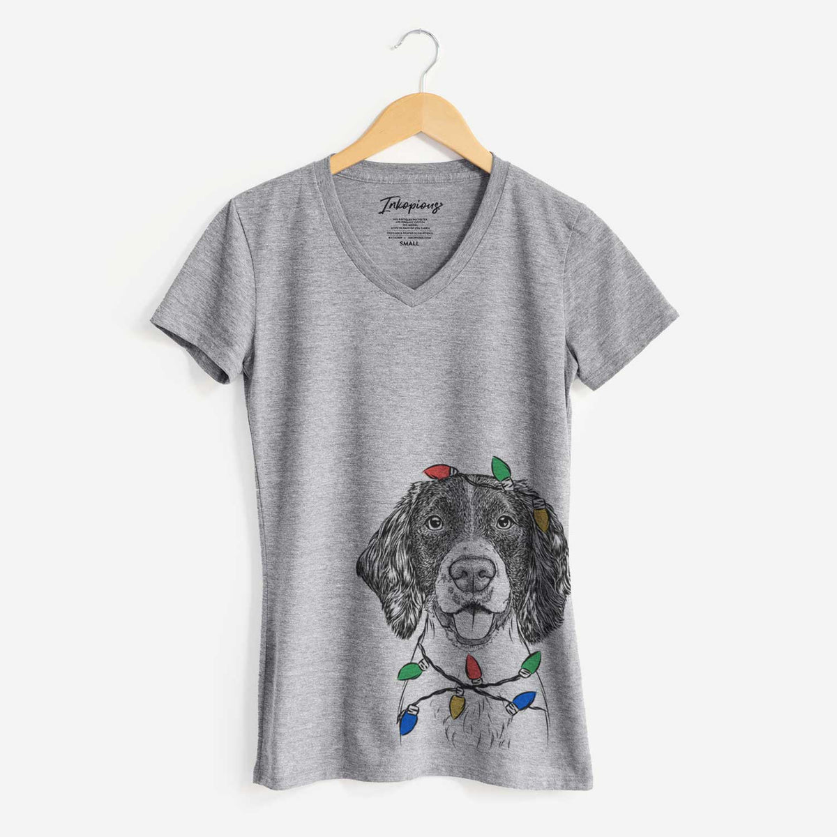 Christmas Lights Ever the English Springer Spaniel - Women's V-neck Shirt