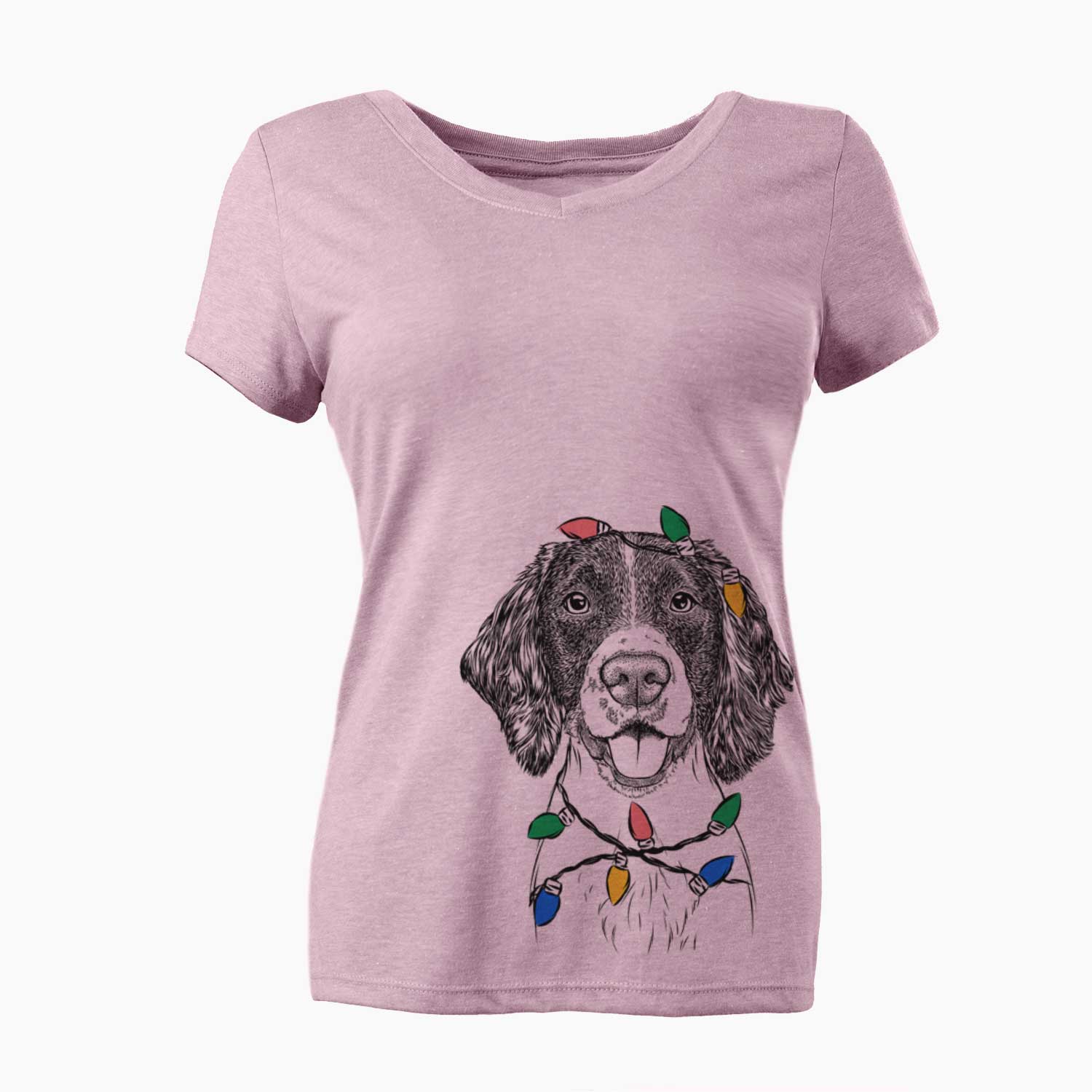 Christmas Lights Ever the English Springer Spaniel - Women's V-neck Shirt