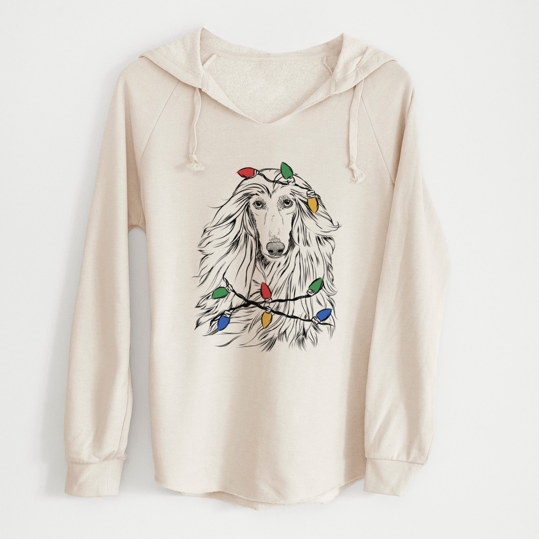 Christmas Lights Fabio the Afghan Hound - Cali Wave Hooded Sweatshirt