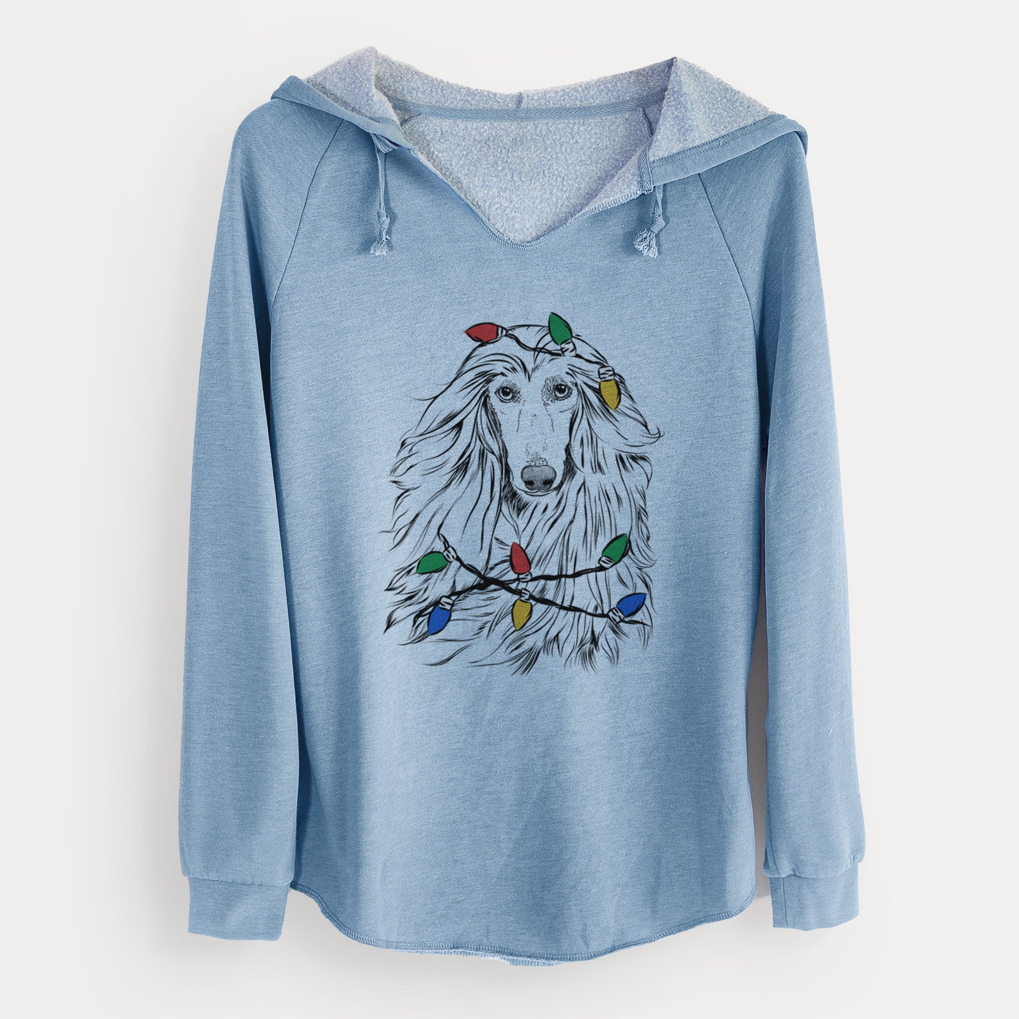 Christmas Lights Fabio the Afghan Hound - Cali Wave Hooded Sweatshirt