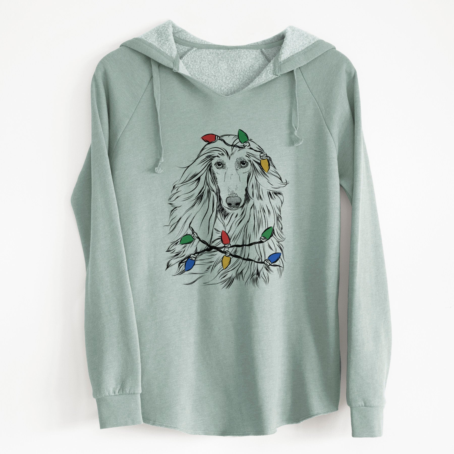 Christmas Lights Fabio the Afghan Hound - Cali Wave Hooded Sweatshirt