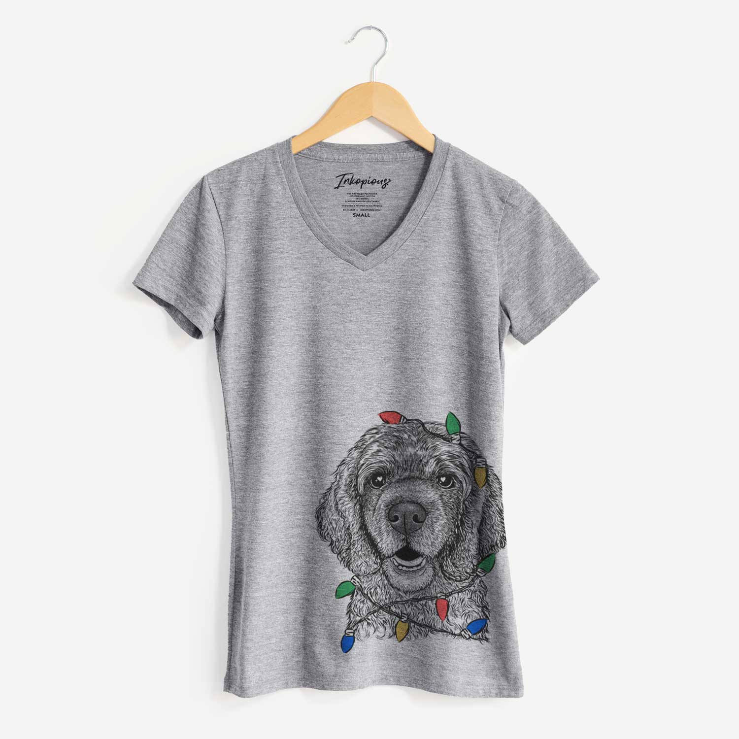 Christmas Lights Fannie Mae the Cocker Spaniel - Women's V-neck Shirt