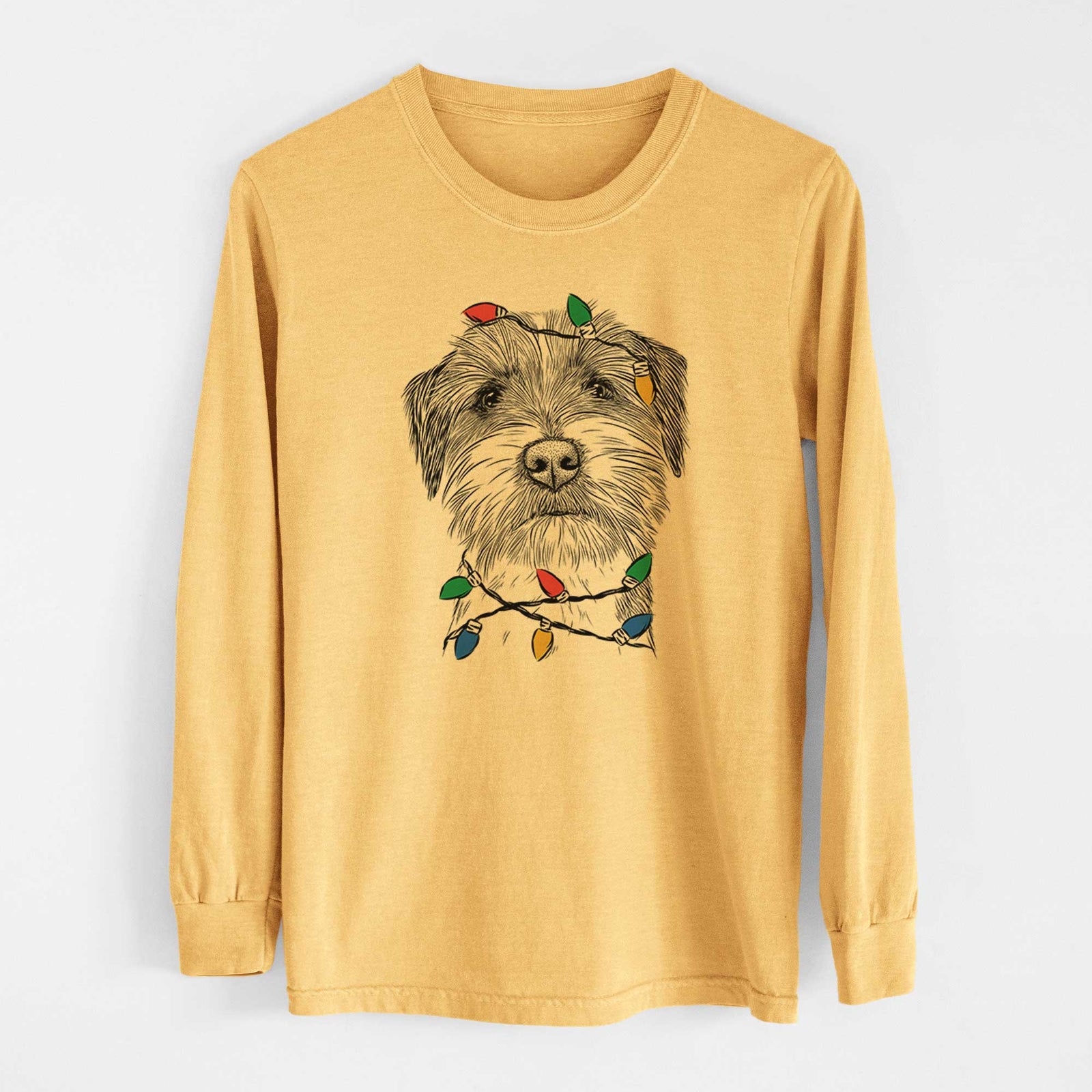 Christmas Lights Feis the Parson Russell Terrier - Heavyweight 100% Cotton Long Sleeve