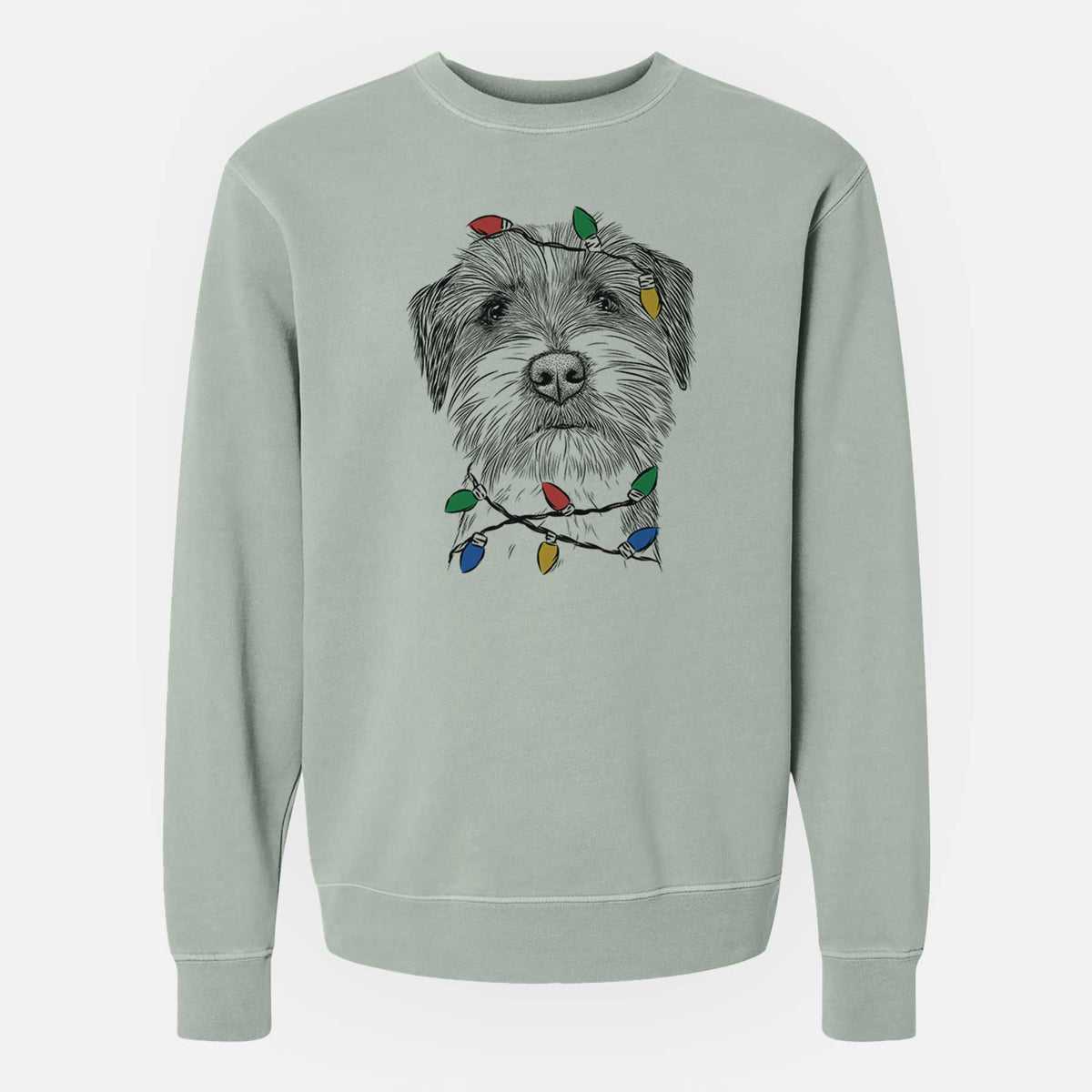 Christmas Lights Feis the Parson Russell Terrier - Unisex Pigment Dyed Crew Sweatshirt