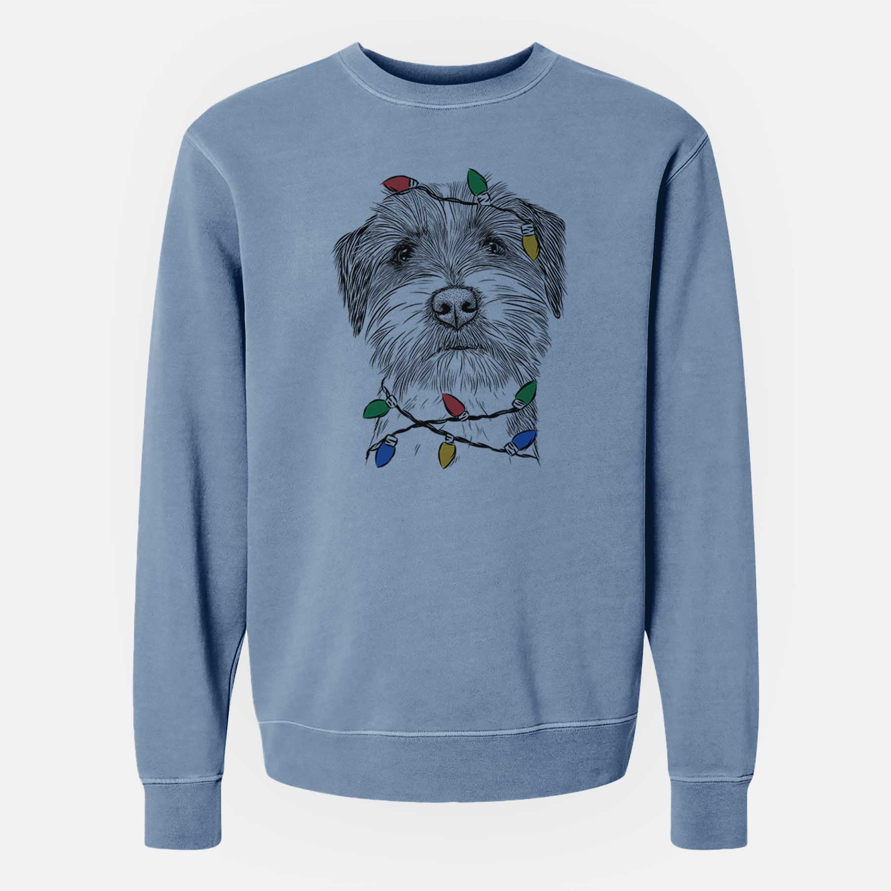 Christmas Lights Feis the Parson Russell Terrier - Unisex Pigment Dyed Crew Sweatshirt